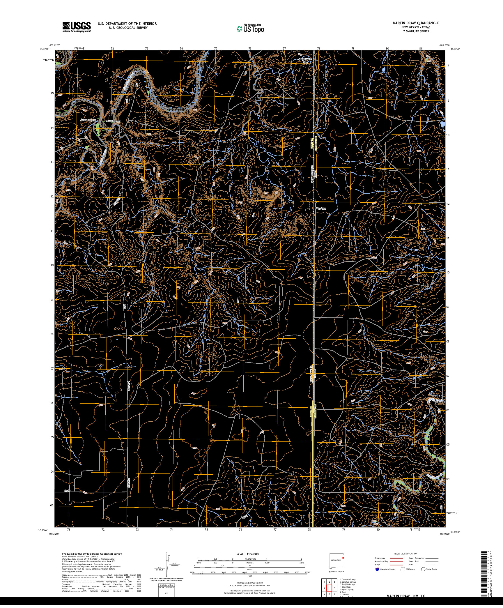 US TOPO 7.5-MINUTE MAP FOR MARTIN DRAW, NM,TX