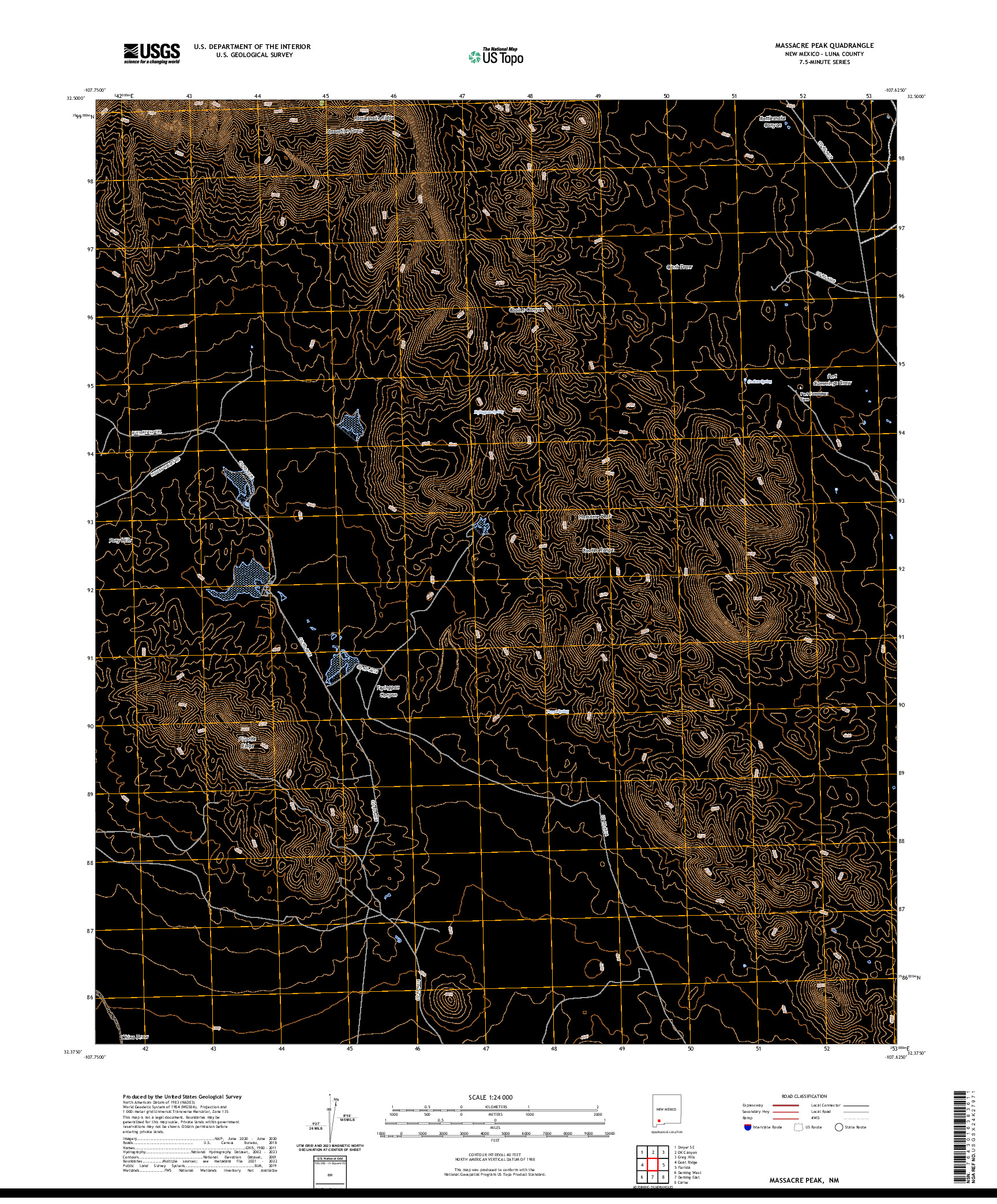 US TOPO 7.5-MINUTE MAP FOR MASSACRE PEAK, NM