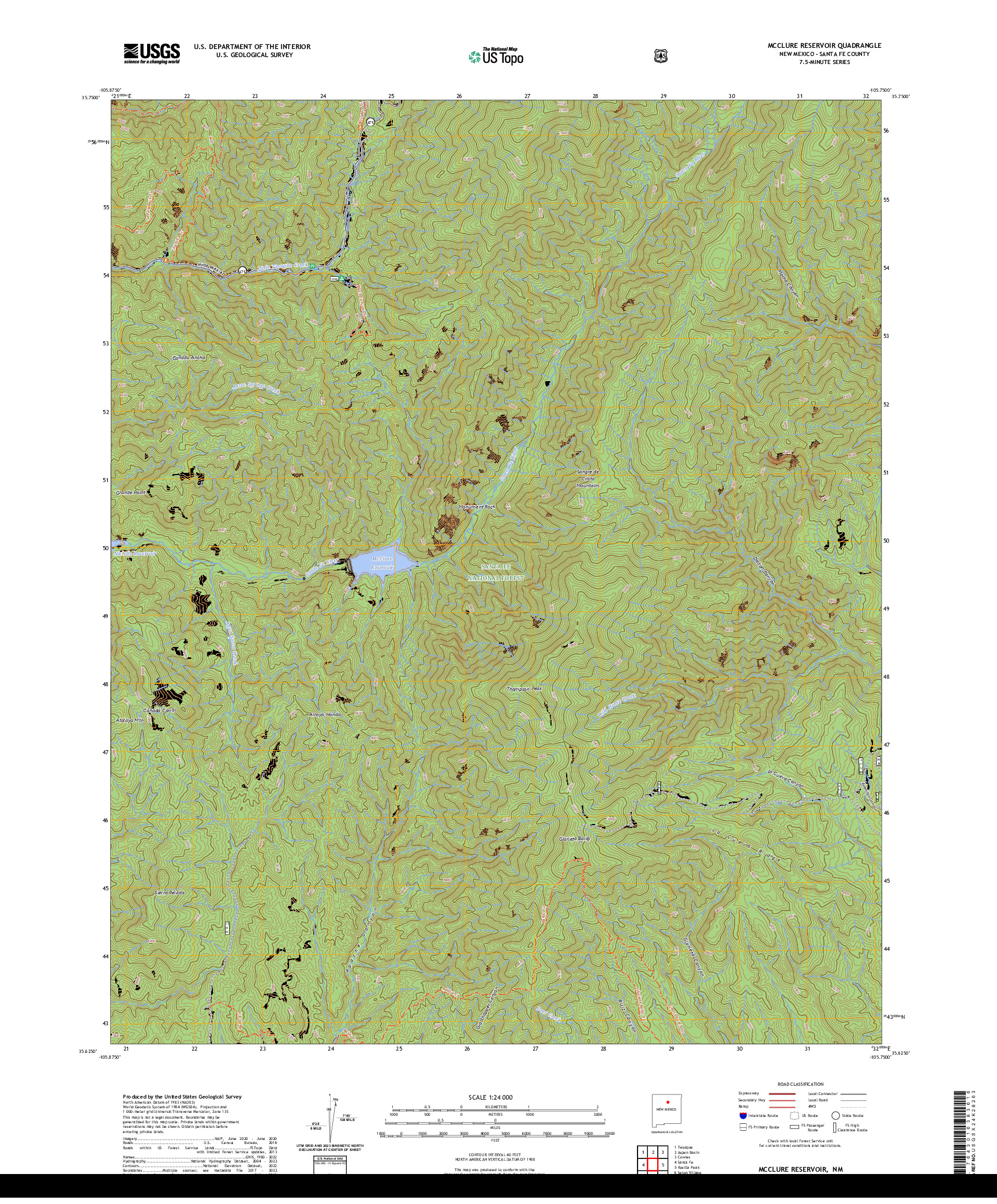 US TOPO 7.5-MINUTE MAP FOR MCCLURE RESERVOIR, NM