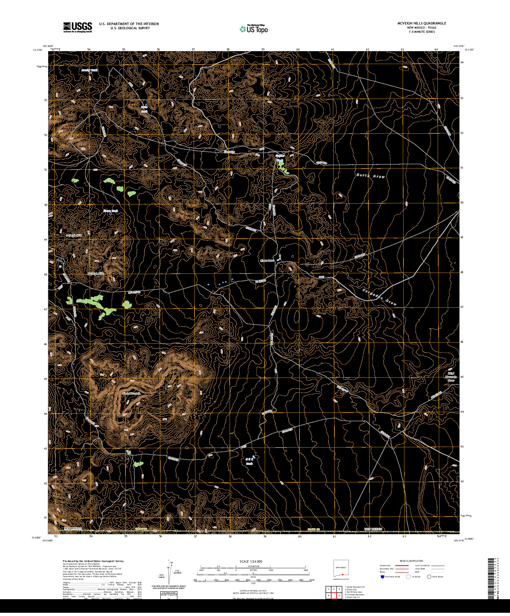 US TOPO 7.5-MINUTE MAP FOR MCVEIGH HILLS, NM,TX