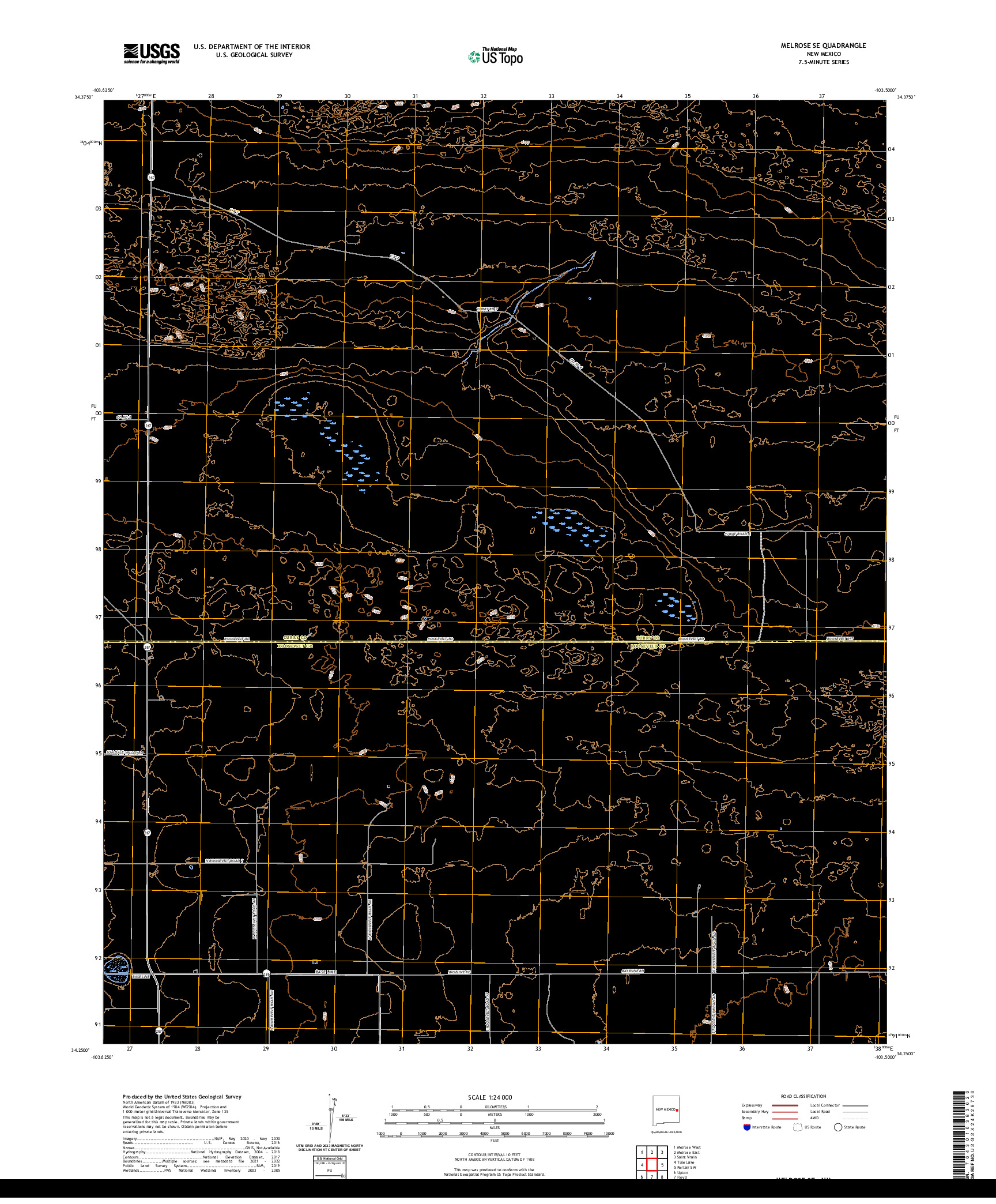 US TOPO 7.5-MINUTE MAP FOR MELROSE SE, NM