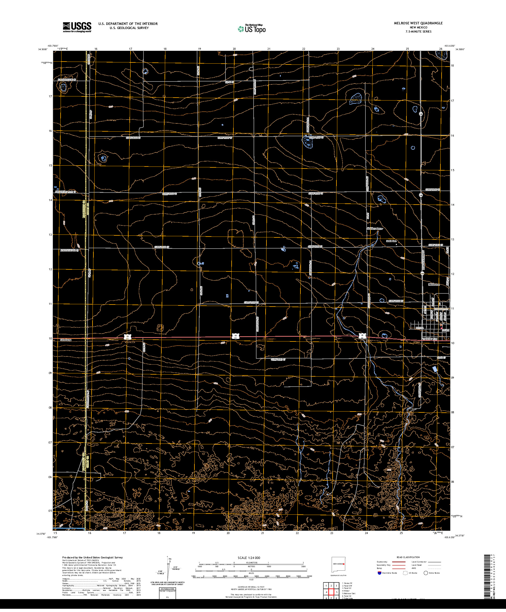 US TOPO 7.5-MINUTE MAP FOR MELROSE WEST, NM