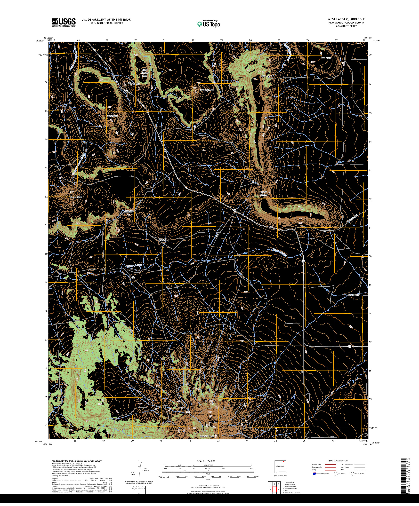 US TOPO 7.5-MINUTE MAP FOR MESA LARGA, NM