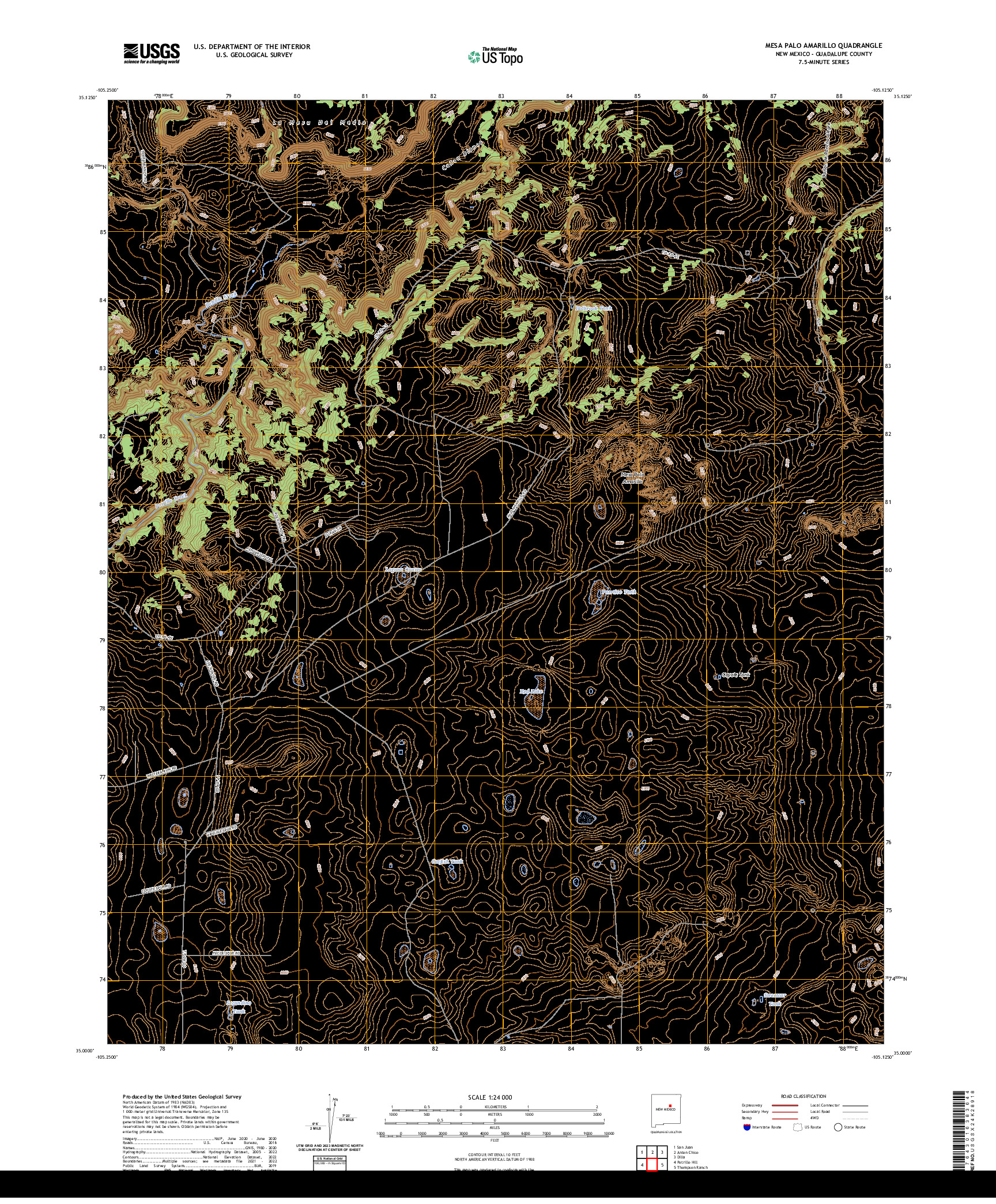 US TOPO 7.5-MINUTE MAP FOR MESA PALO AMARILLO, NM