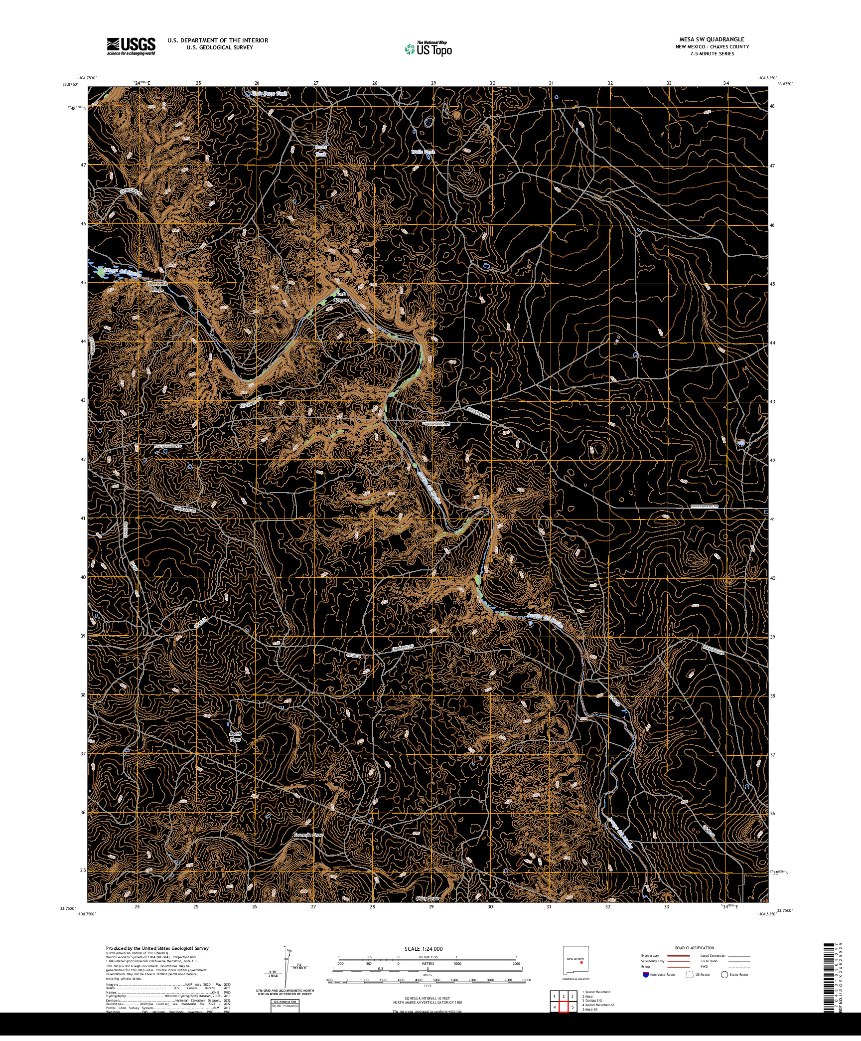 US TOPO 7.5-MINUTE MAP FOR MESA SW, NM