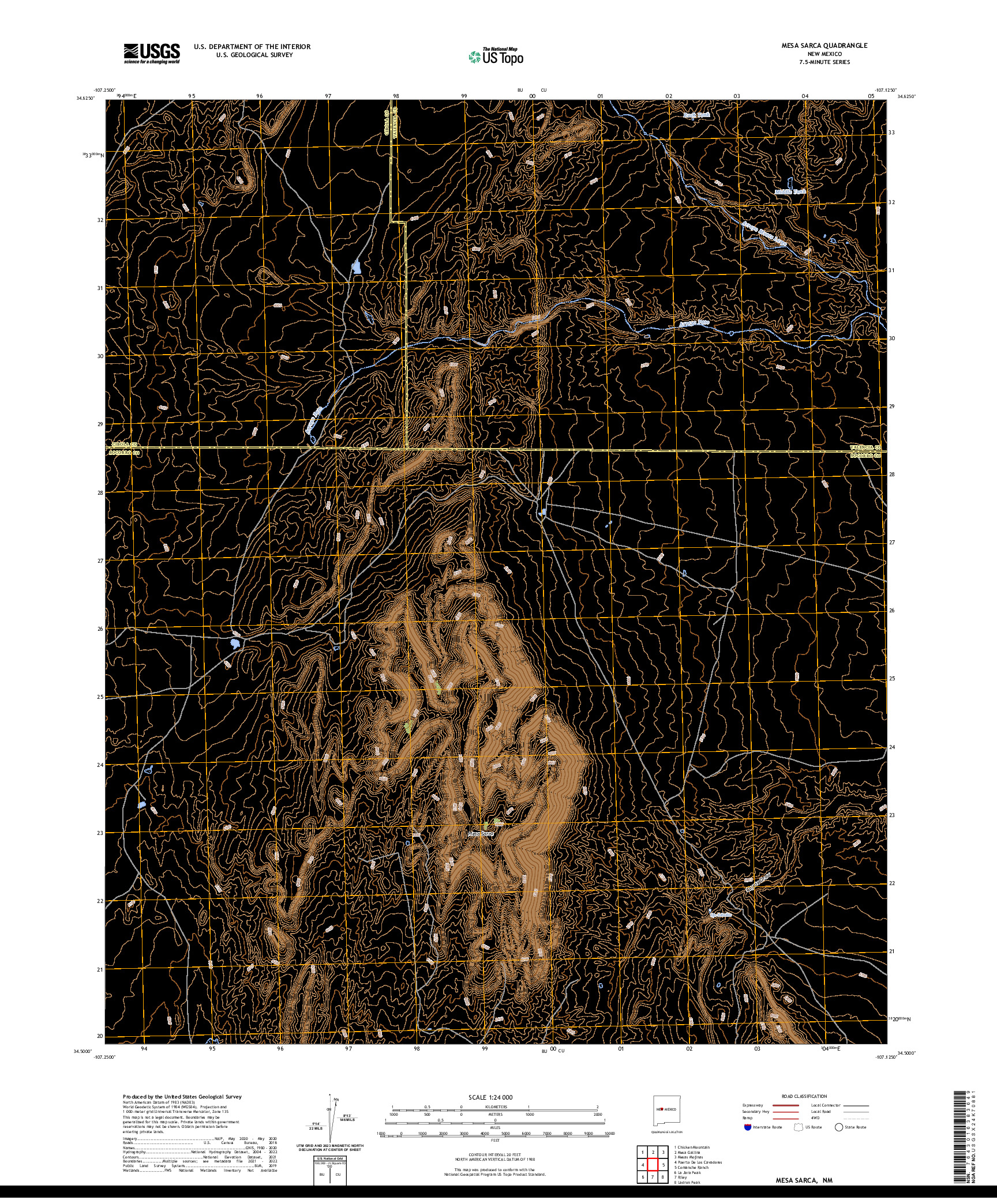 US TOPO 7.5-MINUTE MAP FOR MESA SARCA, NM