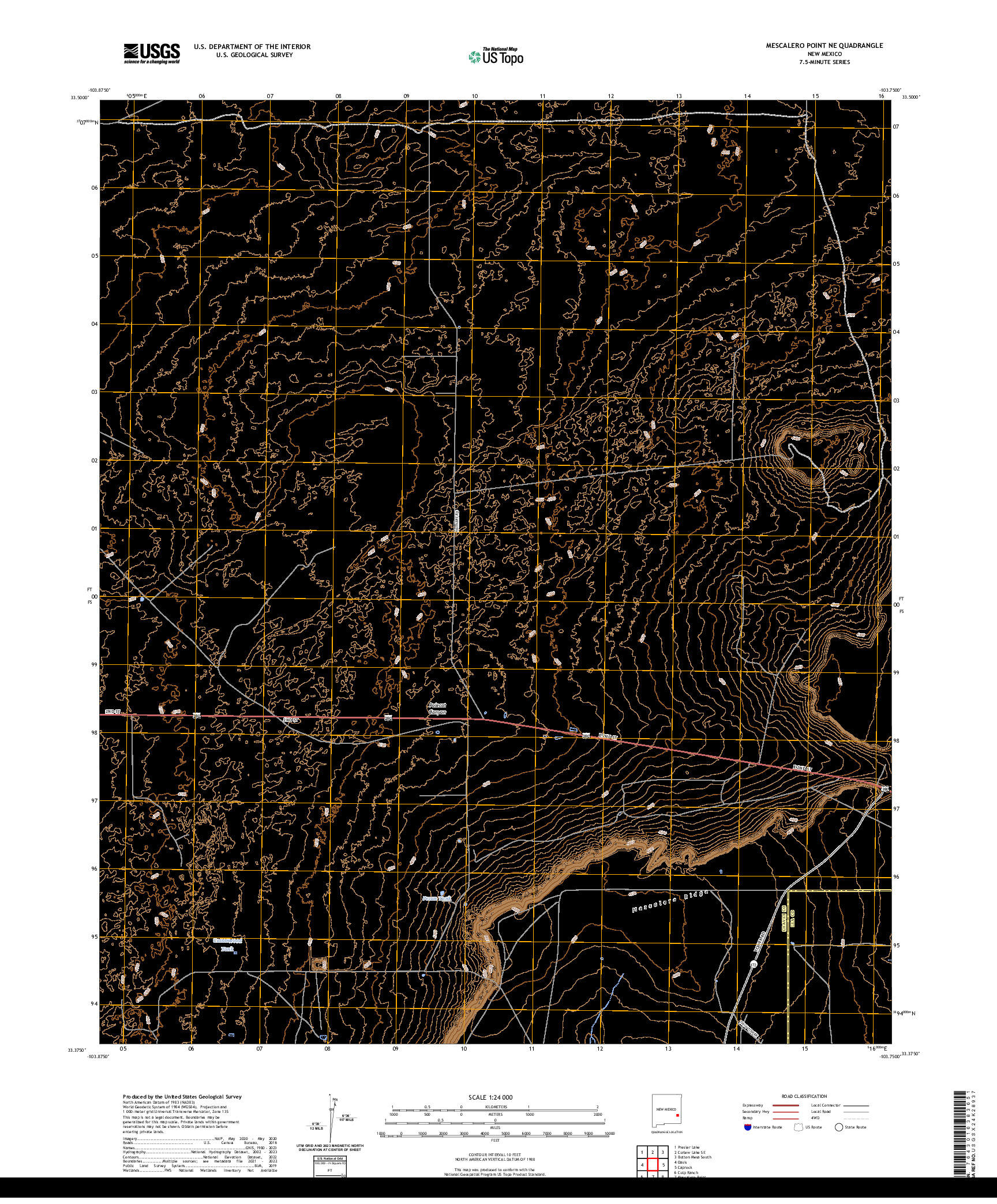 US TOPO 7.5-MINUTE MAP FOR MESCALERO POINT NE, NM