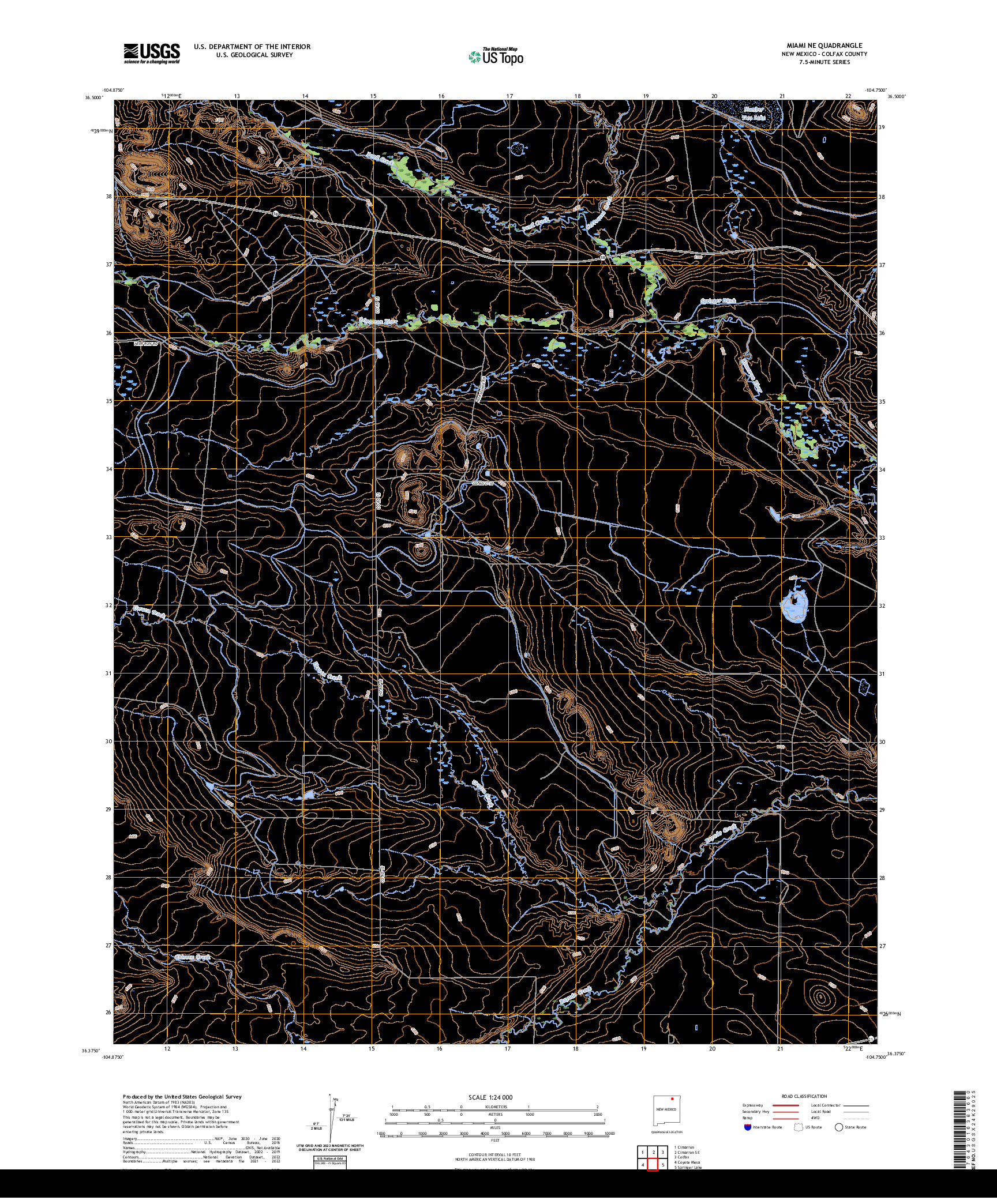 US TOPO 7.5-MINUTE MAP FOR MIAMI NE, NM