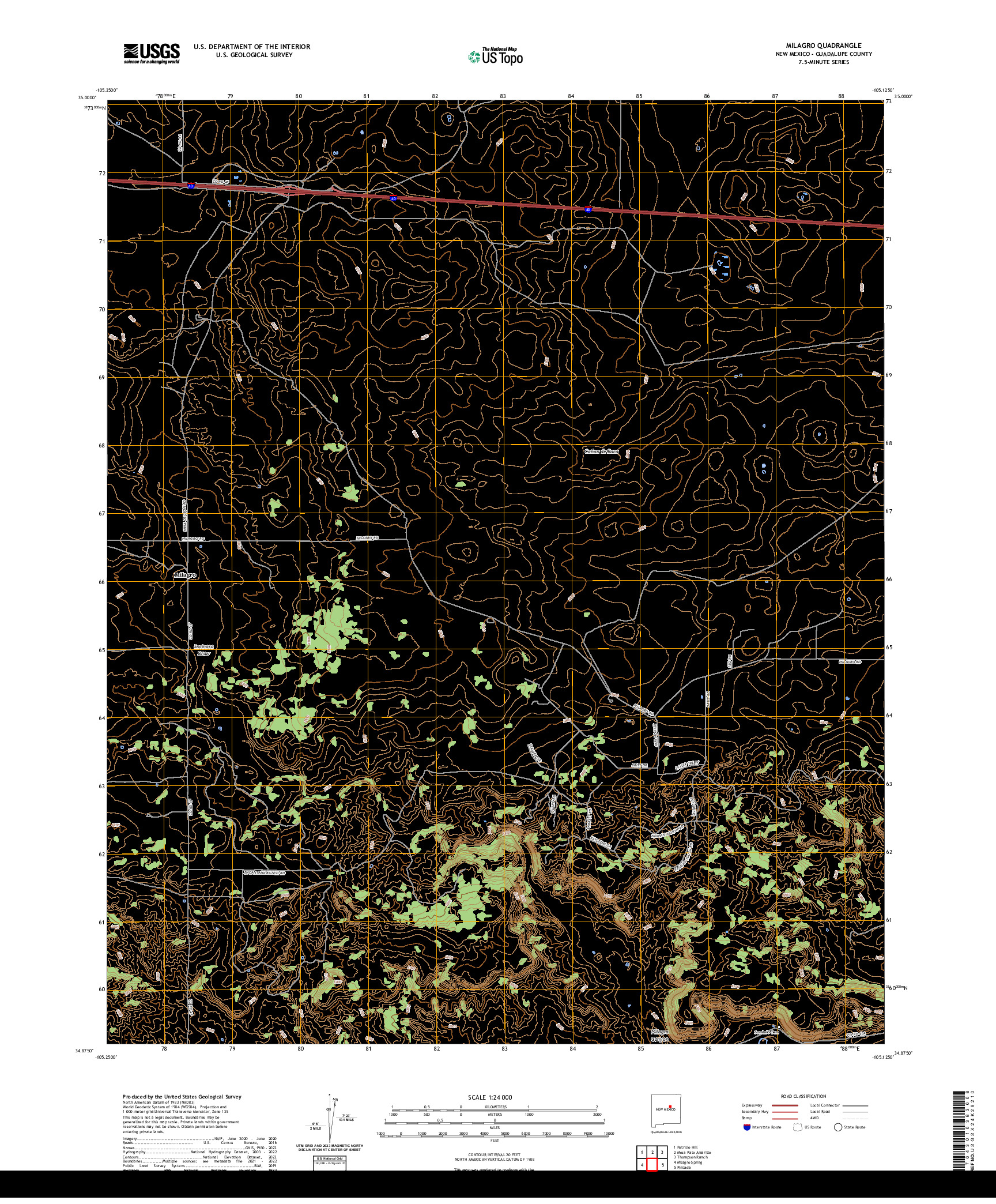 US TOPO 7.5-MINUTE MAP FOR MILAGRO, NM