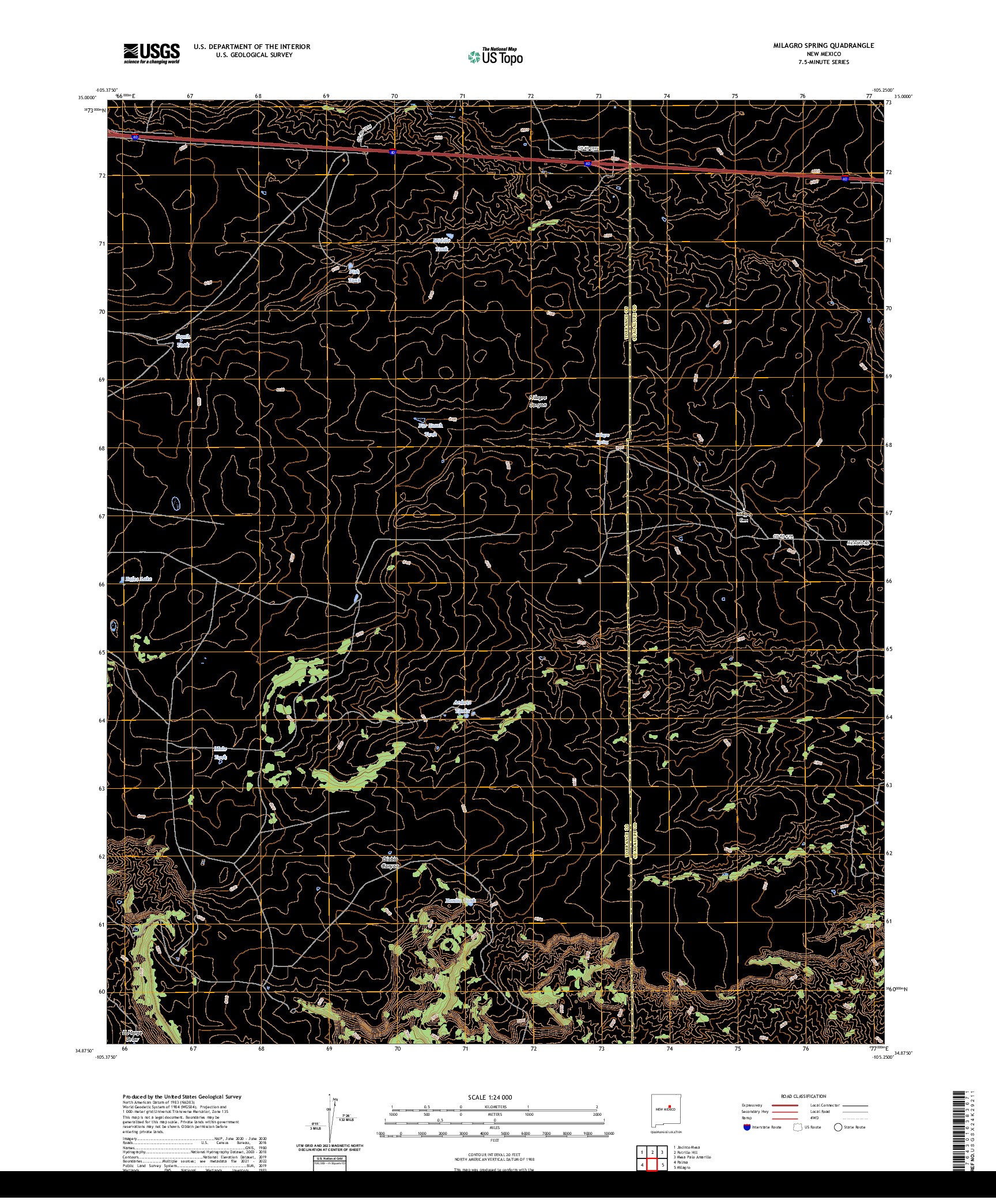 US TOPO 7.5-MINUTE MAP FOR MILAGRO SPRING, NM