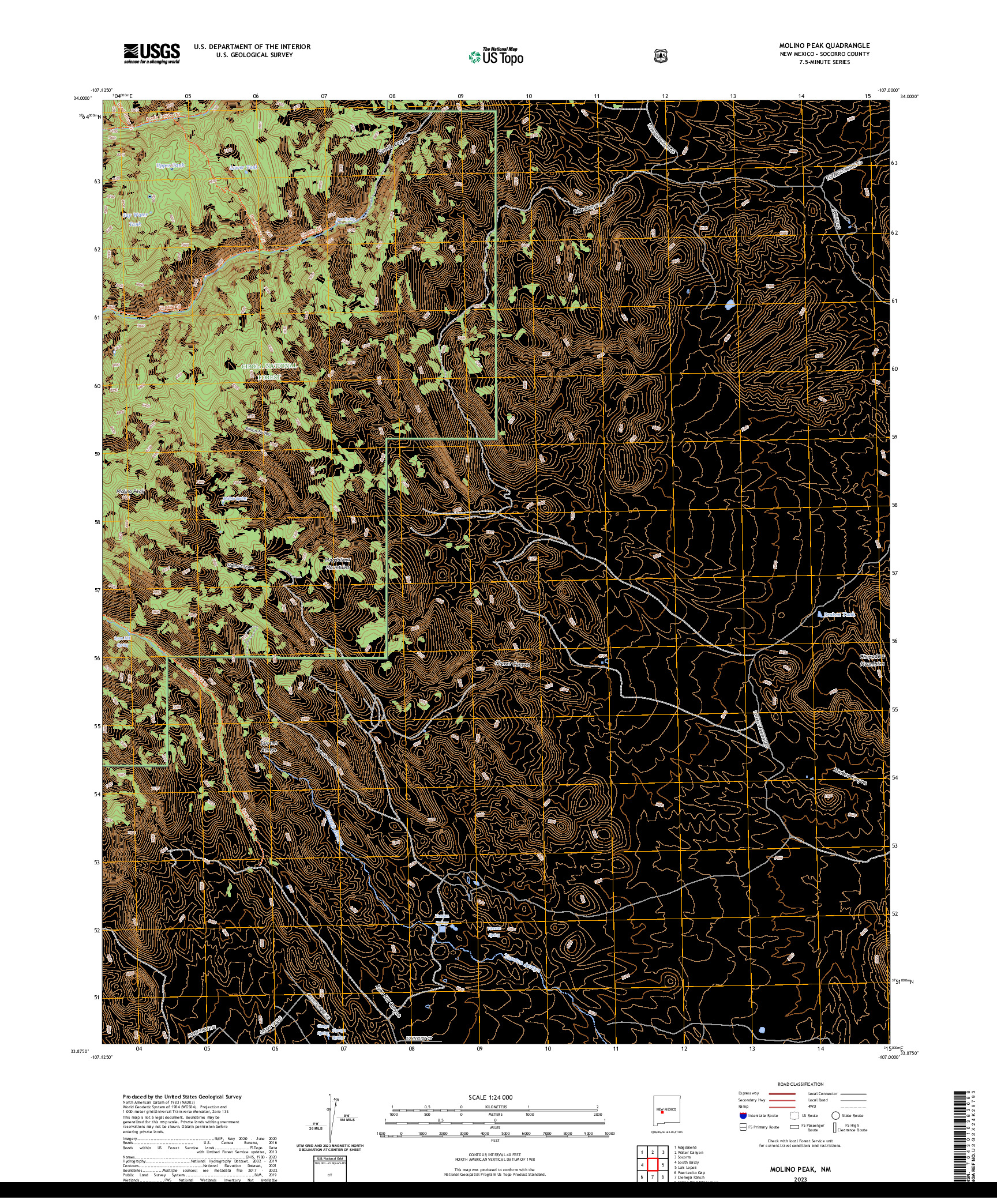 US TOPO 7.5-MINUTE MAP FOR MOLINO PEAK, NM