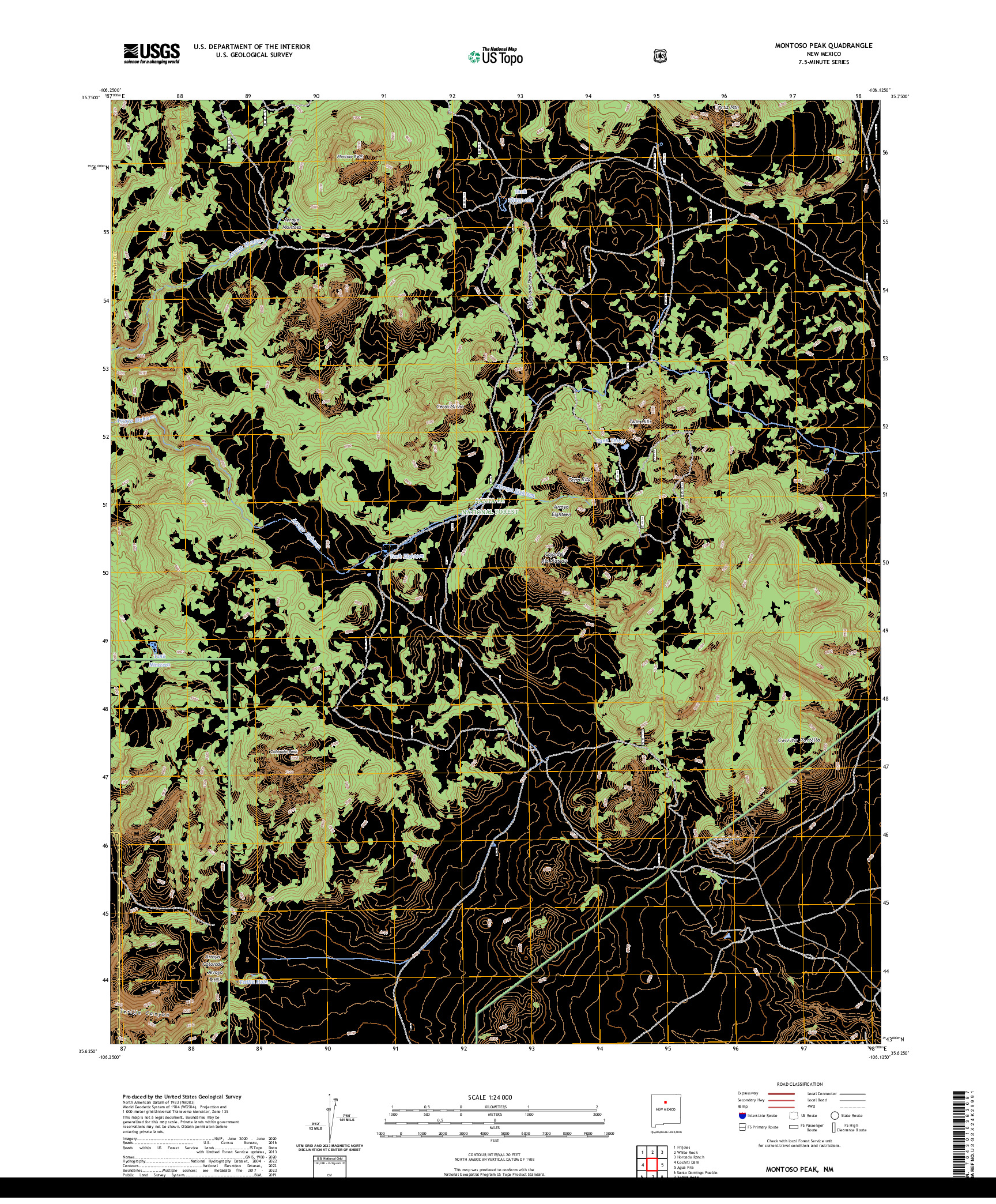 US TOPO 7.5-MINUTE MAP FOR MONTOSO PEAK, NM