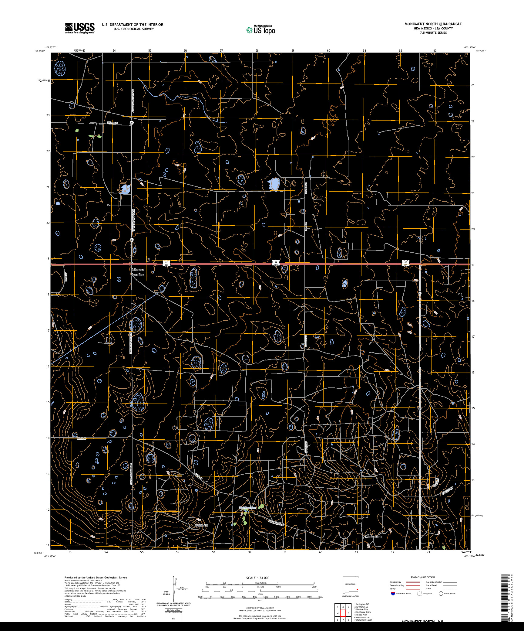 US TOPO 7.5-MINUTE MAP FOR MONUMENT NORTH, NM