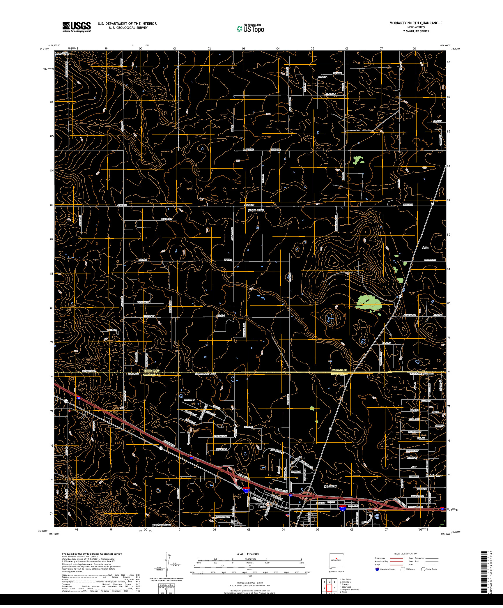 US TOPO 7.5-MINUTE MAP FOR MORIARTY NORTH, NM