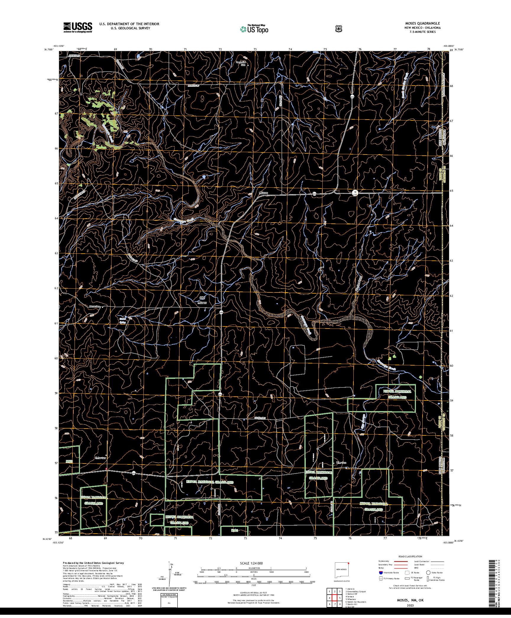 US TOPO 7.5-MINUTE MAP FOR MOSES, NM,OK