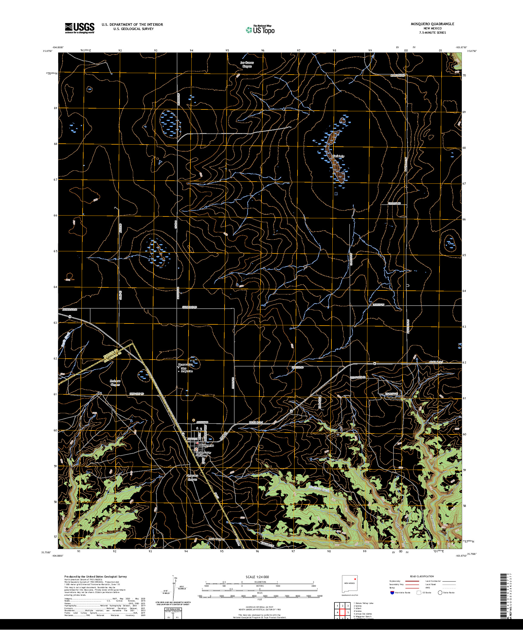 US TOPO 7.5-MINUTE MAP FOR MOSQUERO, NM