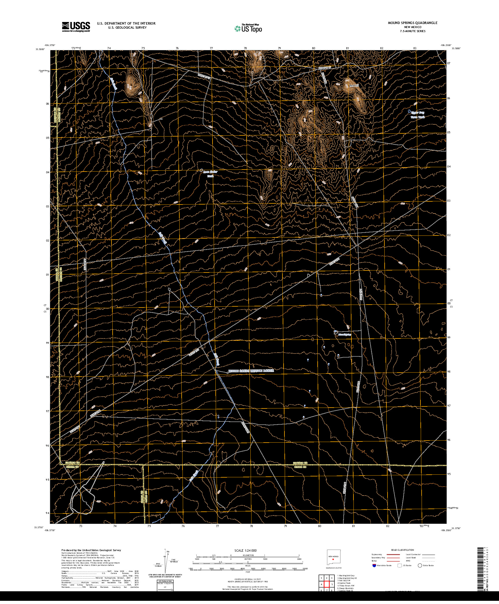 US TOPO 7.5-MINUTE MAP FOR MOUND SPRINGS, NM