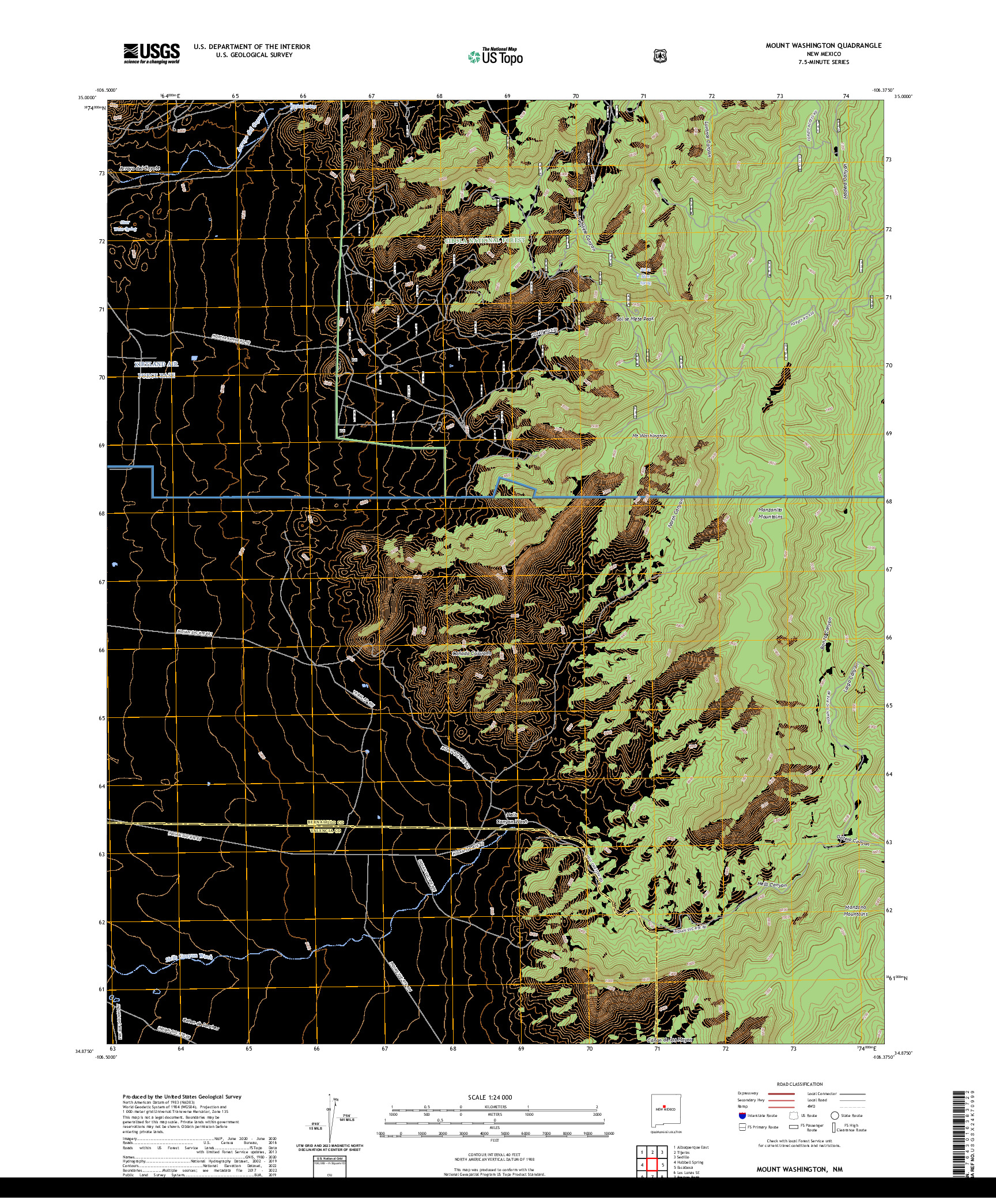 US TOPO 7.5-MINUTE MAP FOR MOUNT WASHINGTON, NM