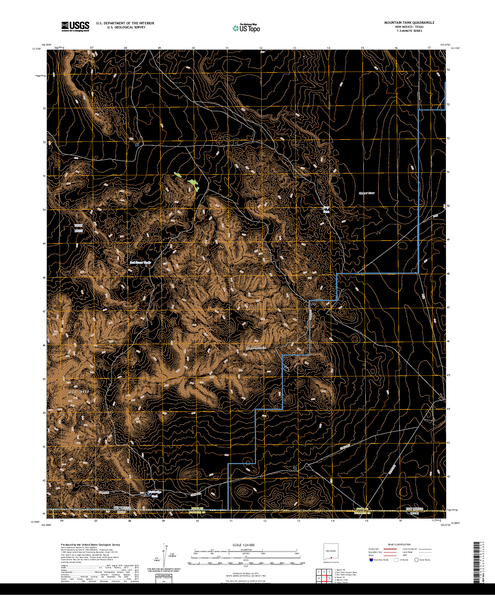 US TOPO 7.5-MINUTE MAP FOR MOUNTAIN TANK, NM,TX