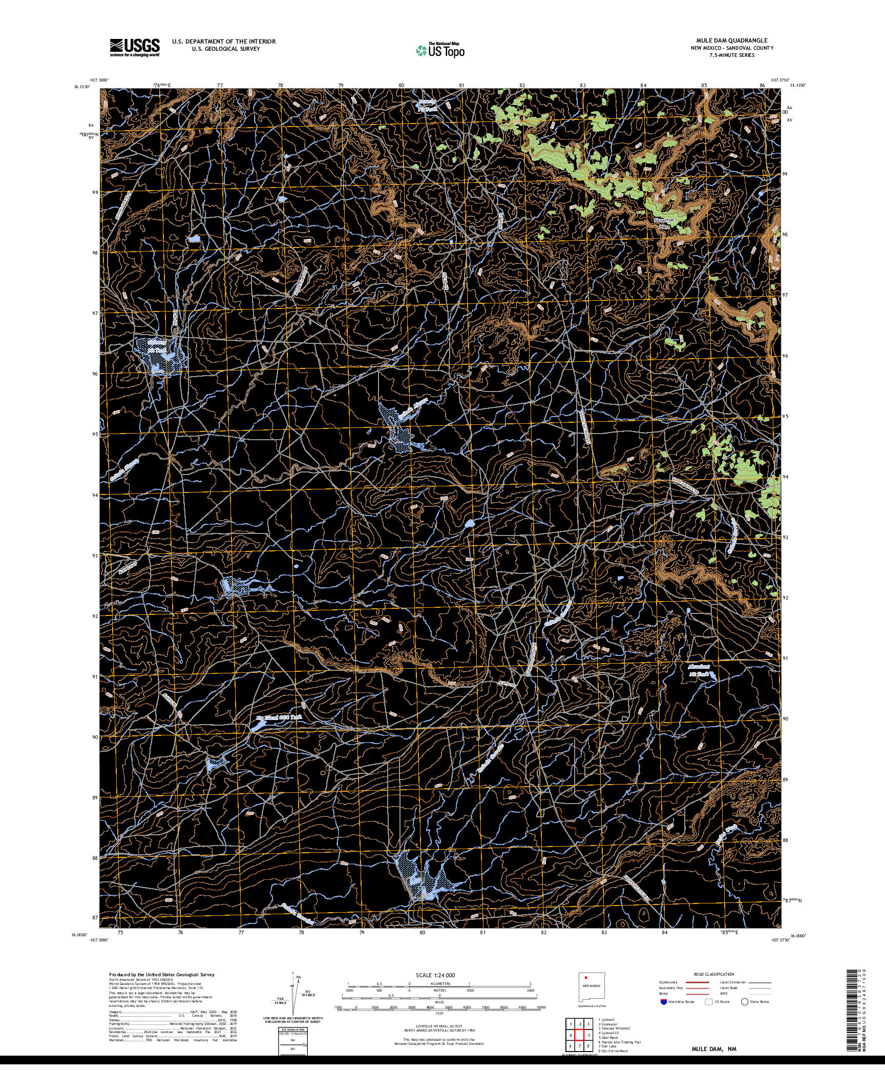 US TOPO 7.5-MINUTE MAP FOR MULE DAM, NM