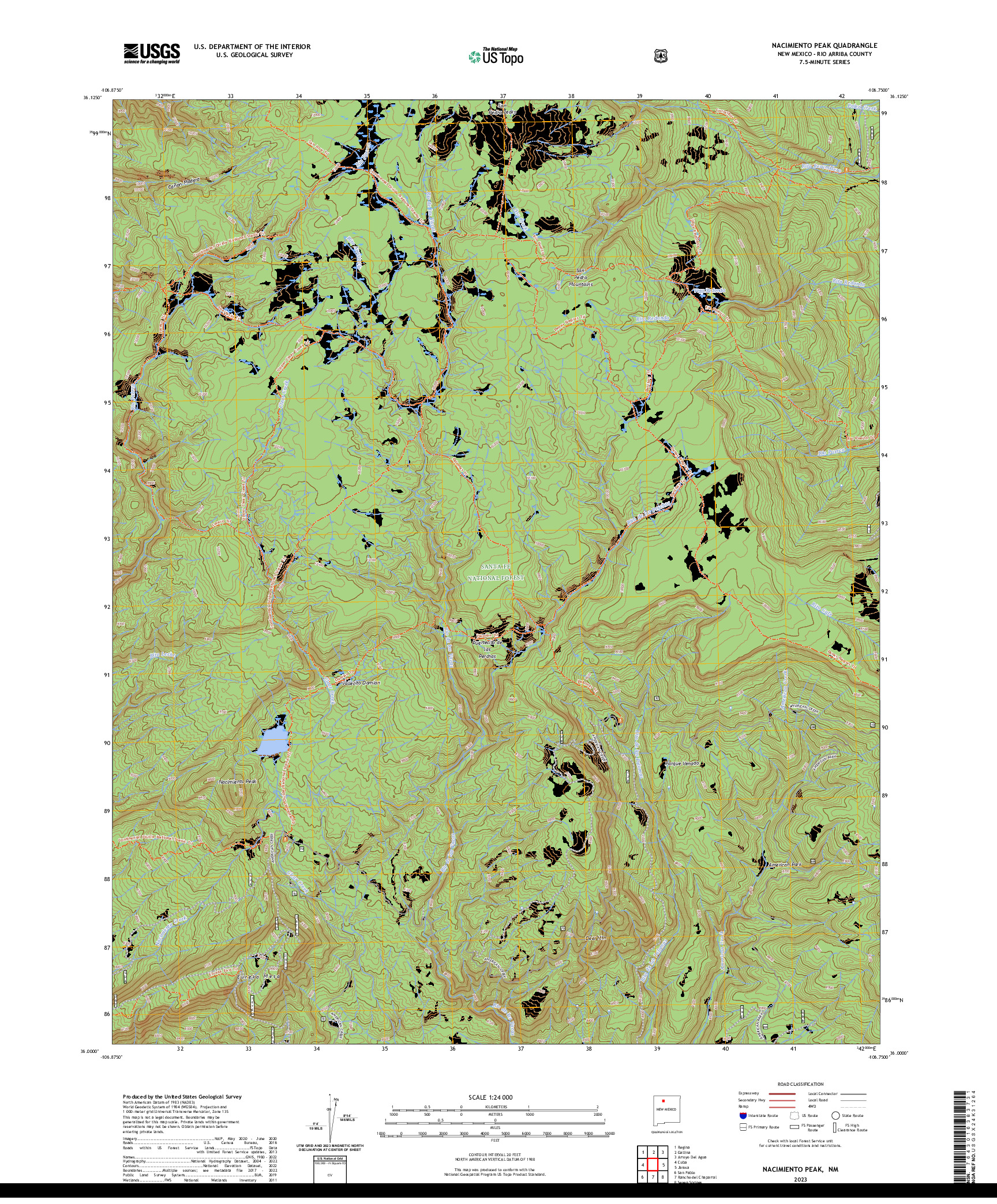 US TOPO 7.5-MINUTE MAP FOR NACIMIENTO PEAK, NM