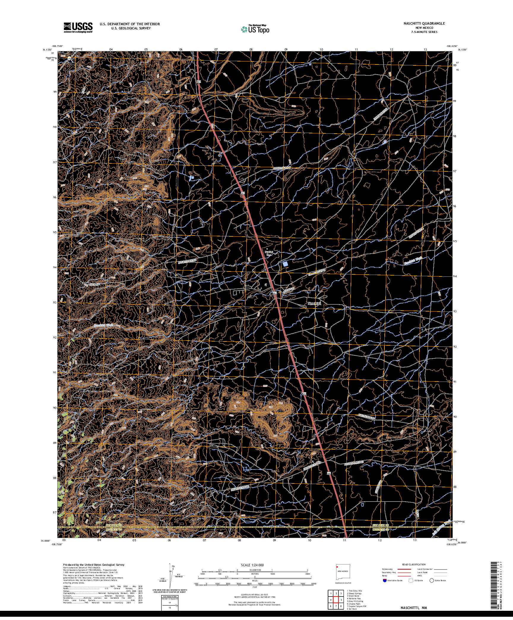 US TOPO 7.5-MINUTE MAP FOR NASCHITTI, NM