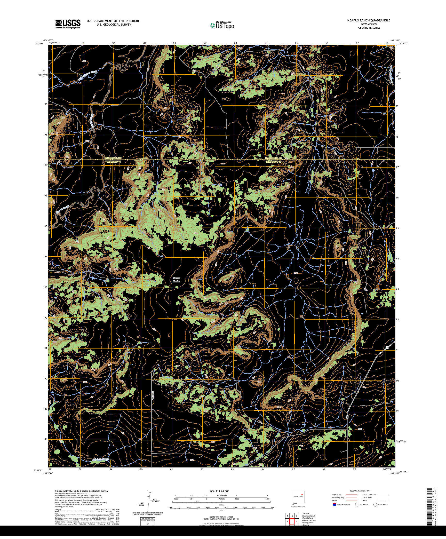 US TOPO 7.5-MINUTE MAP FOR NEAFUS RANCH, NM