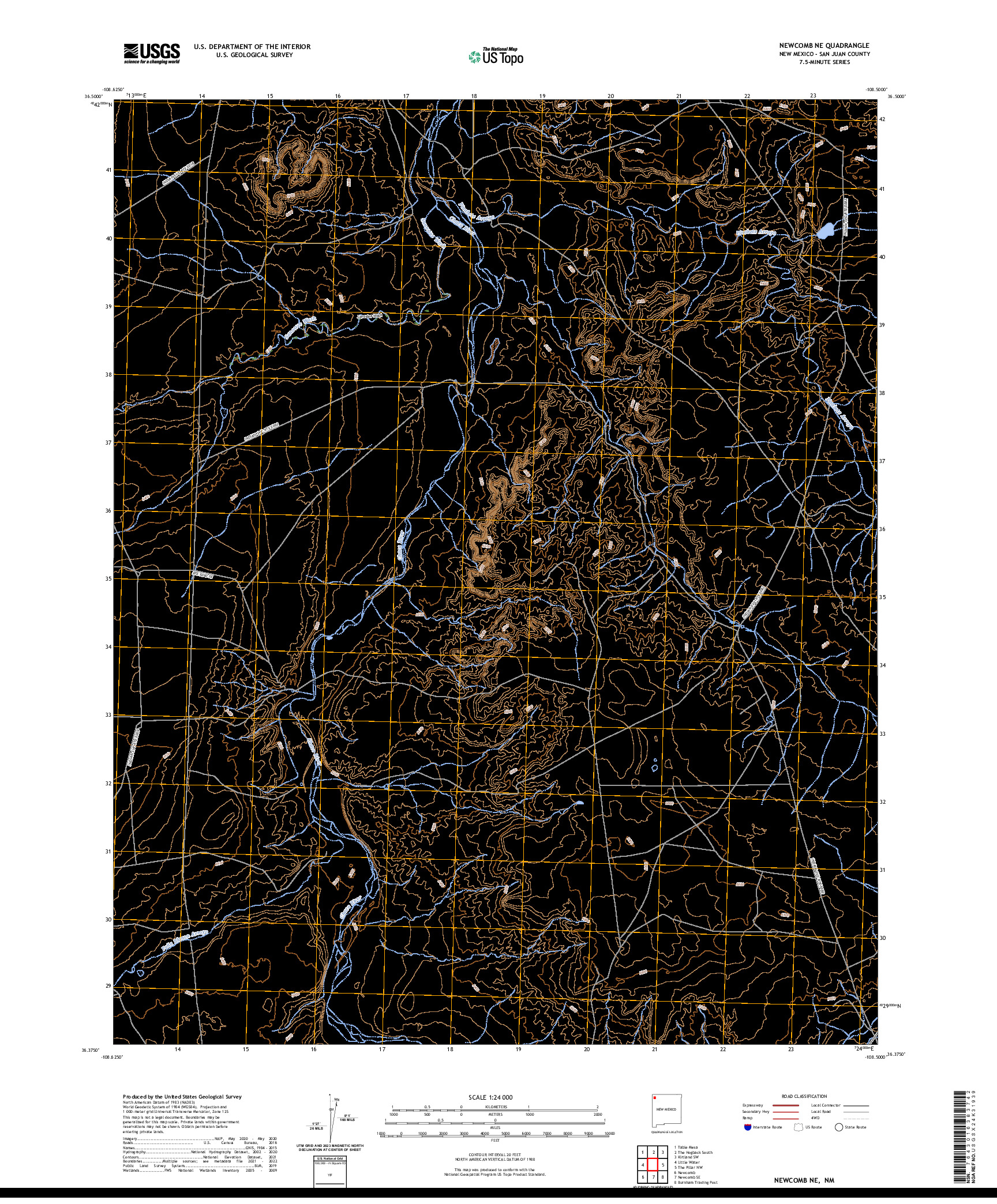 US TOPO 7.5-MINUTE MAP FOR NEWCOMB NE, NM