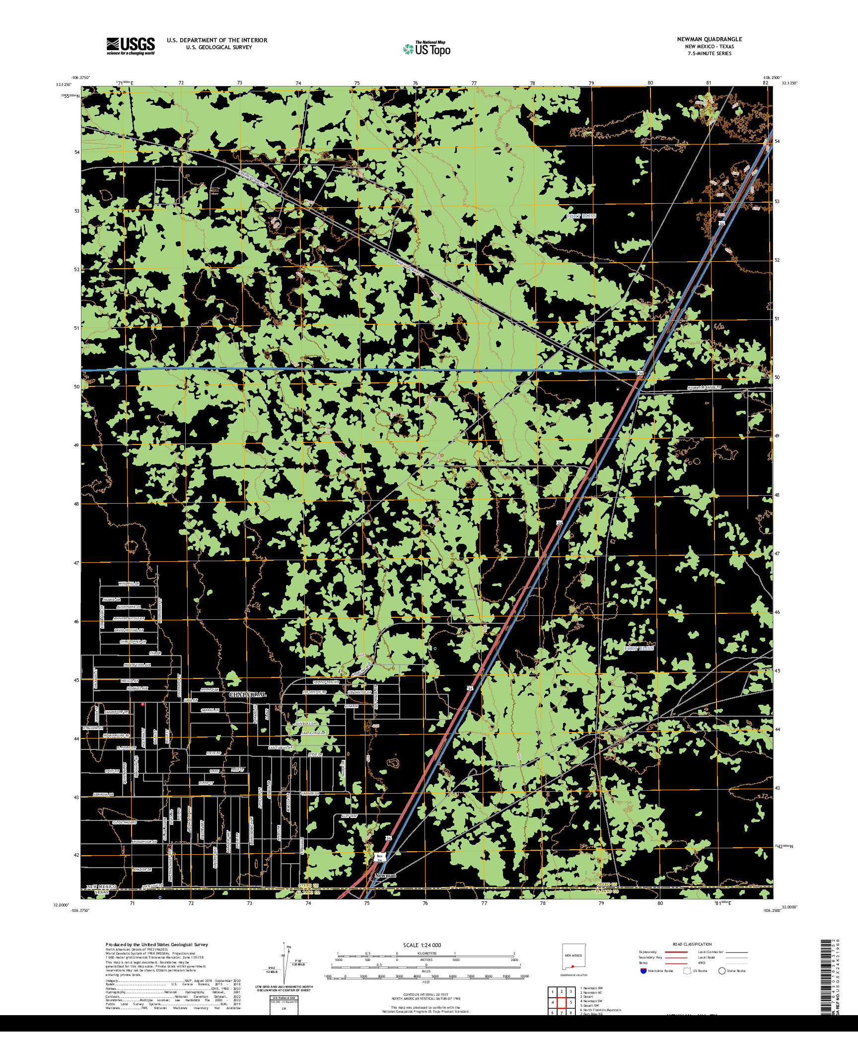 US TOPO 7.5-MINUTE MAP FOR NEWMAN, NM,TX