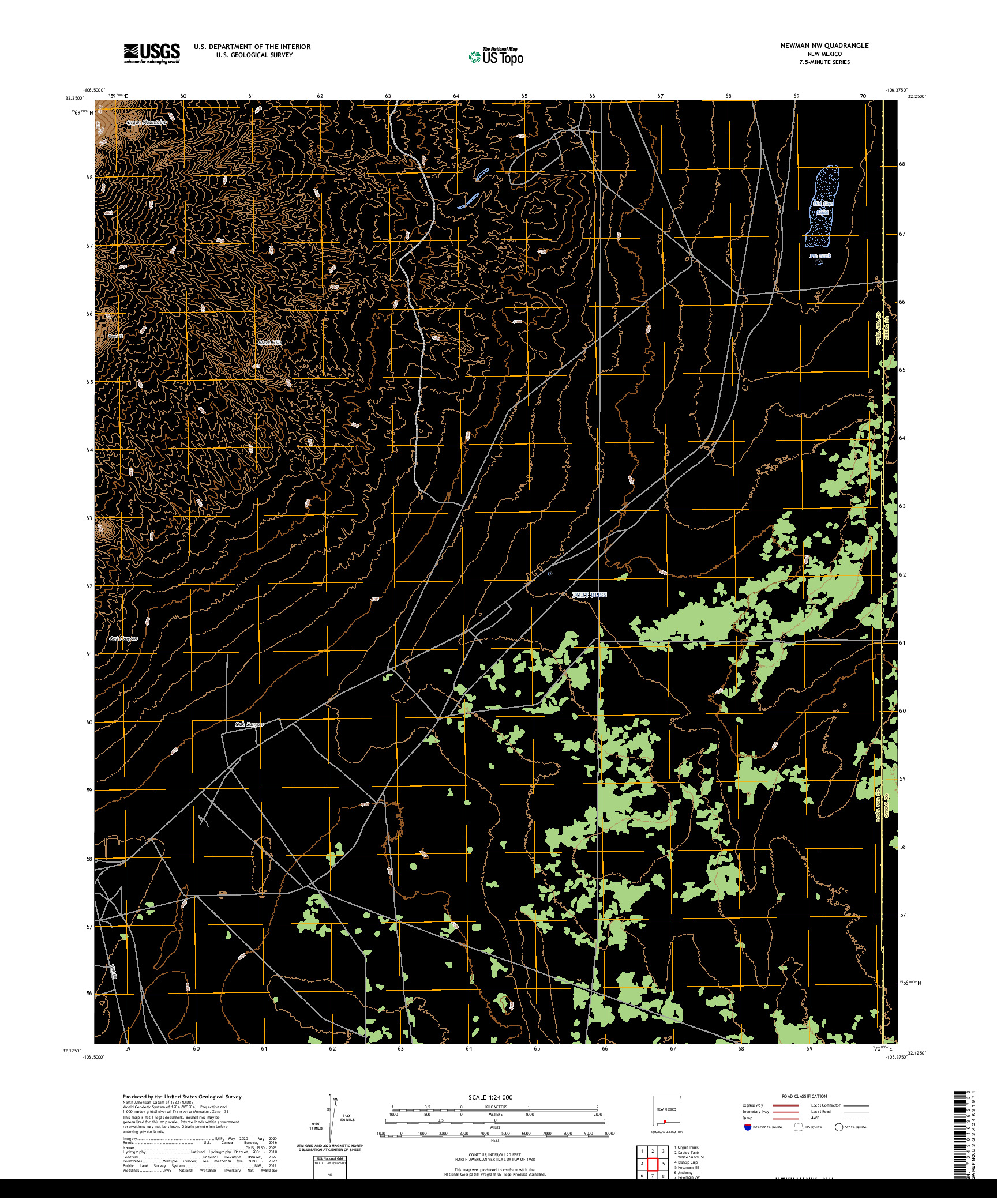 US TOPO 7.5-MINUTE MAP FOR NEWMAN NW, NM