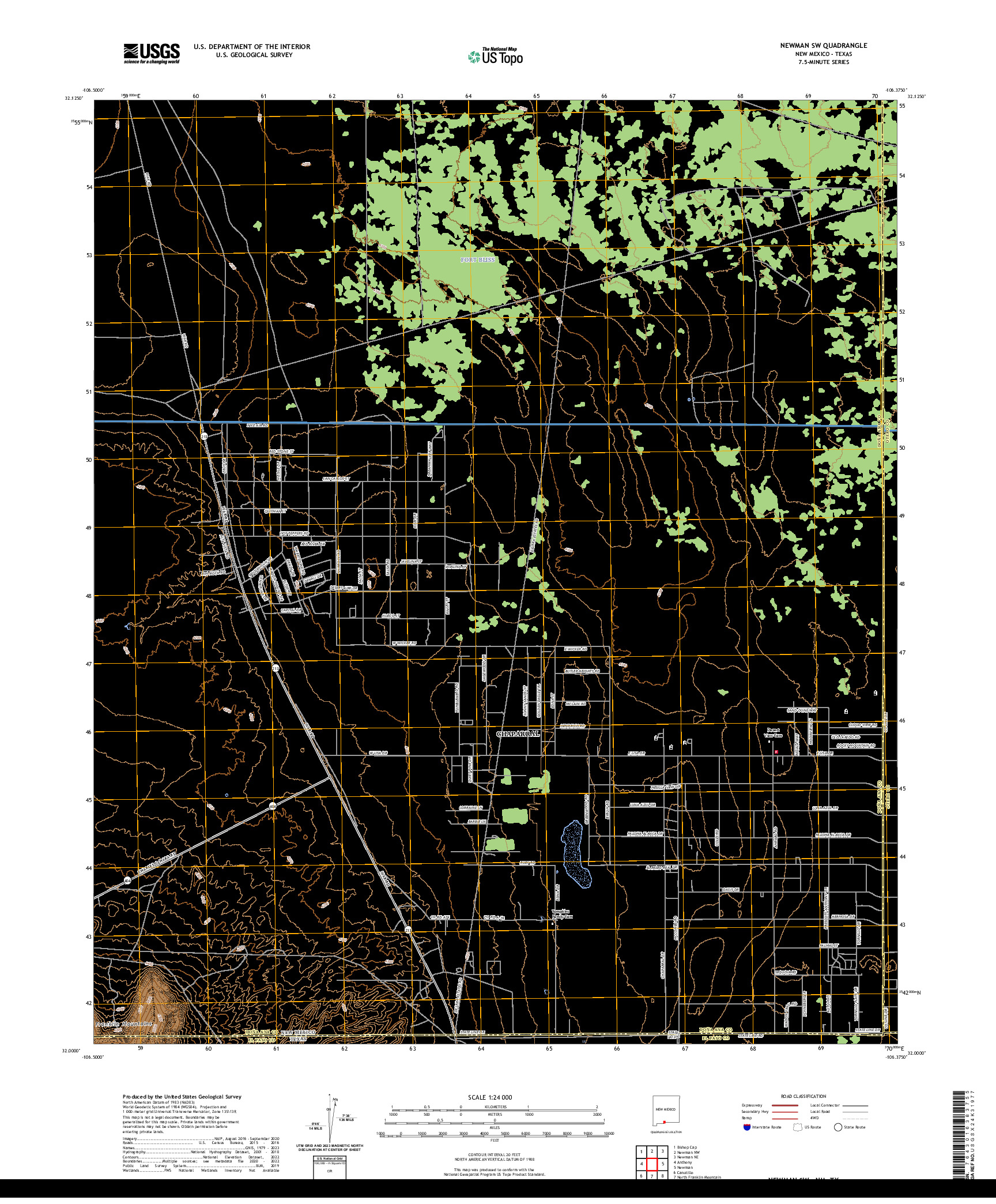 US TOPO 7.5-MINUTE MAP FOR NEWMAN SW, NM,TX