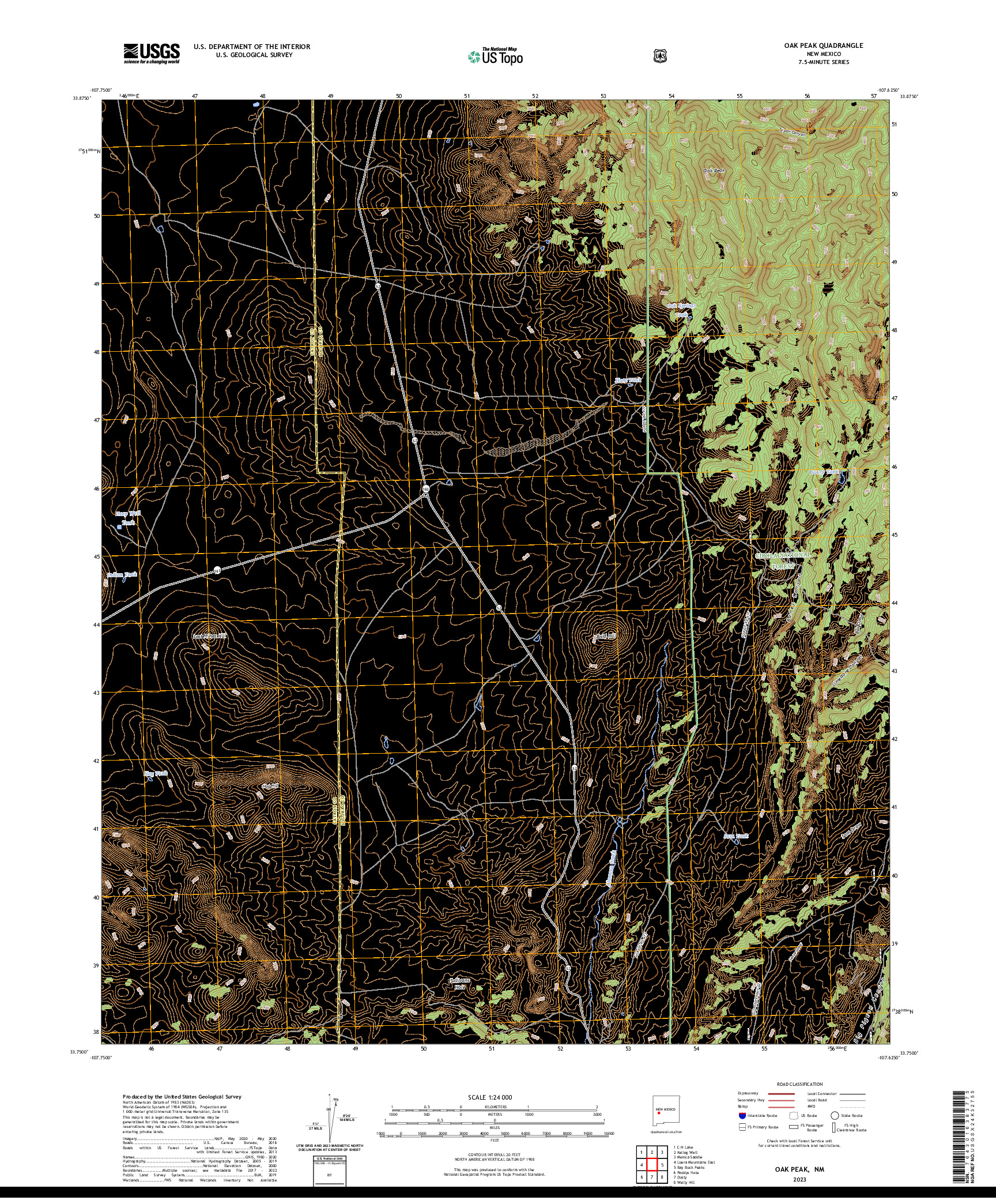 US TOPO 7.5-MINUTE MAP FOR OAK PEAK, NM