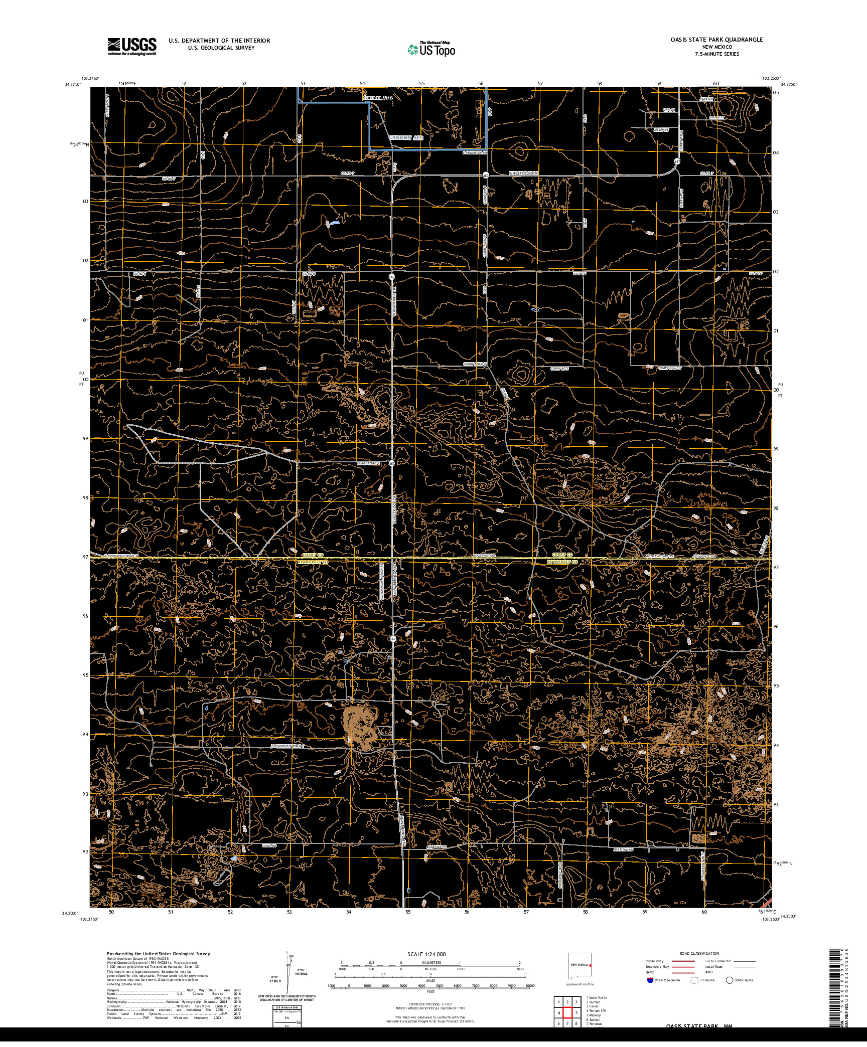 US TOPO 7.5-MINUTE MAP FOR OASIS STATE PARK, NM