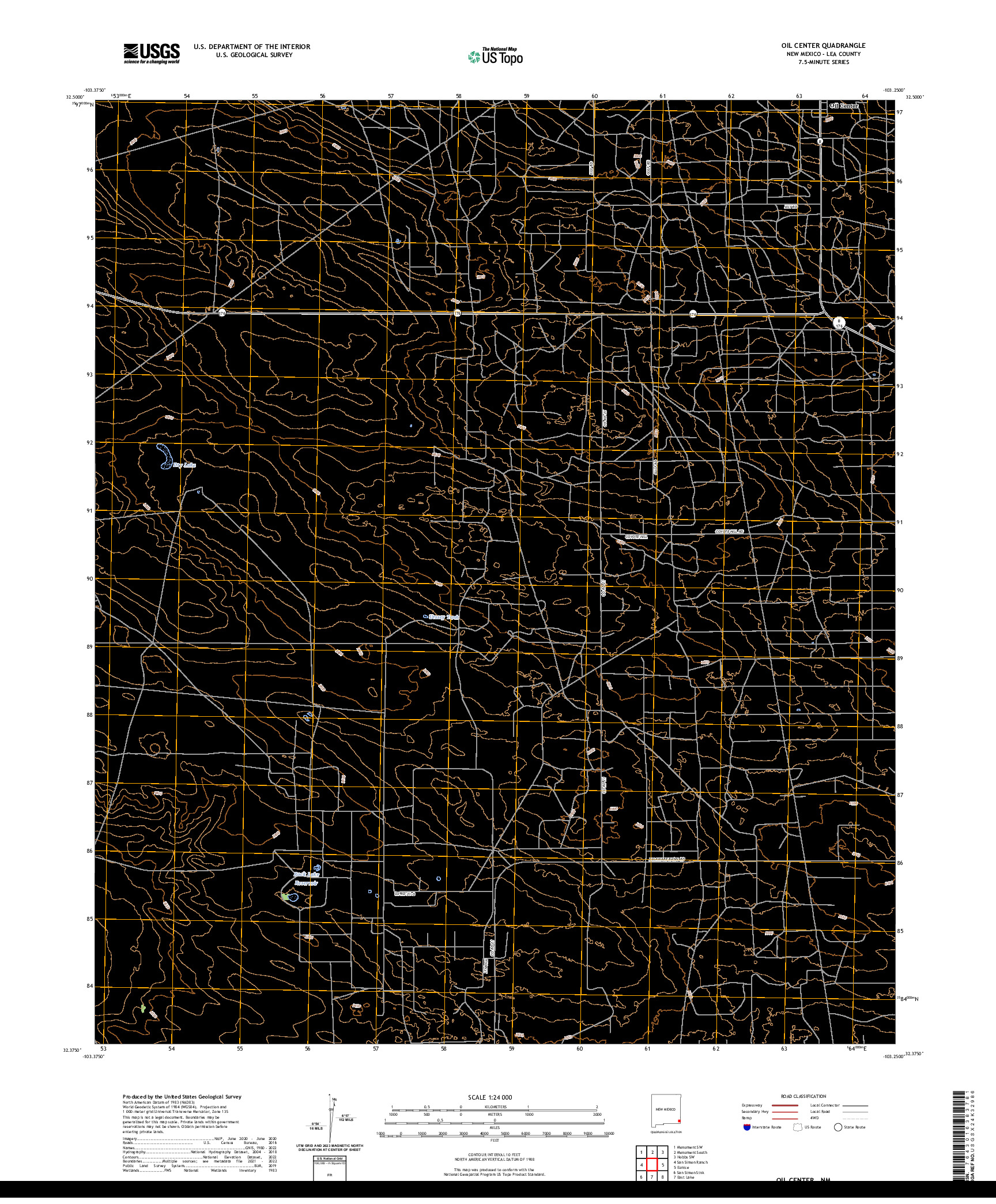 US TOPO 7.5-MINUTE MAP FOR OIL CENTER, NM