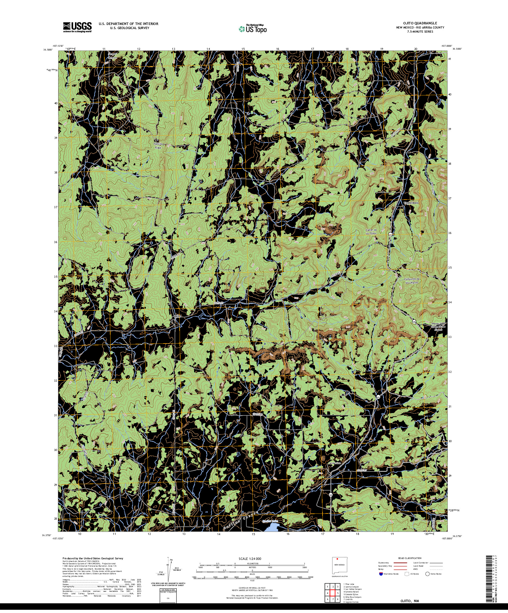 US TOPO 7.5-MINUTE MAP FOR OJITO, NM