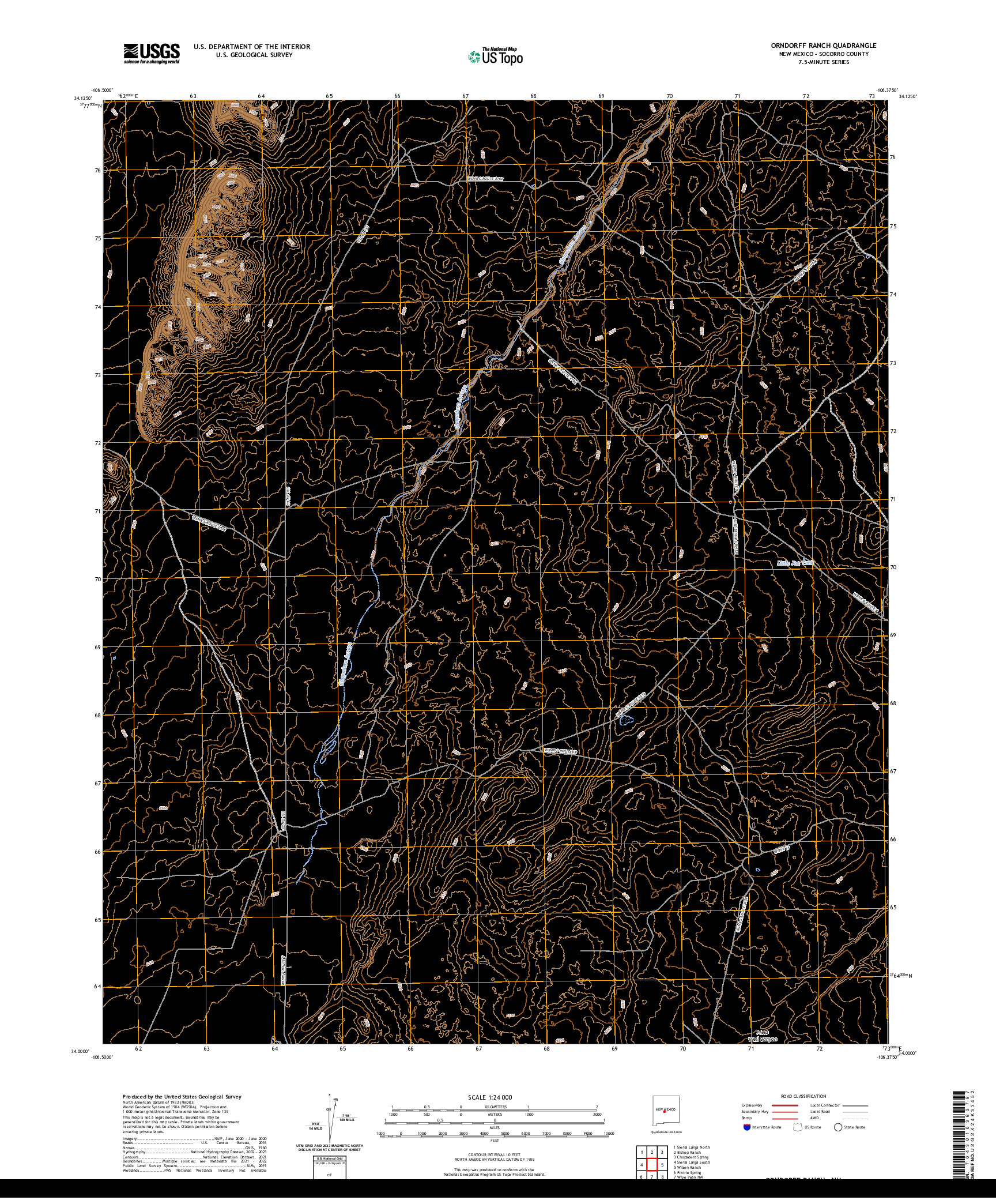 US TOPO 7.5-MINUTE MAP FOR ORNDORFF RANCH, NM