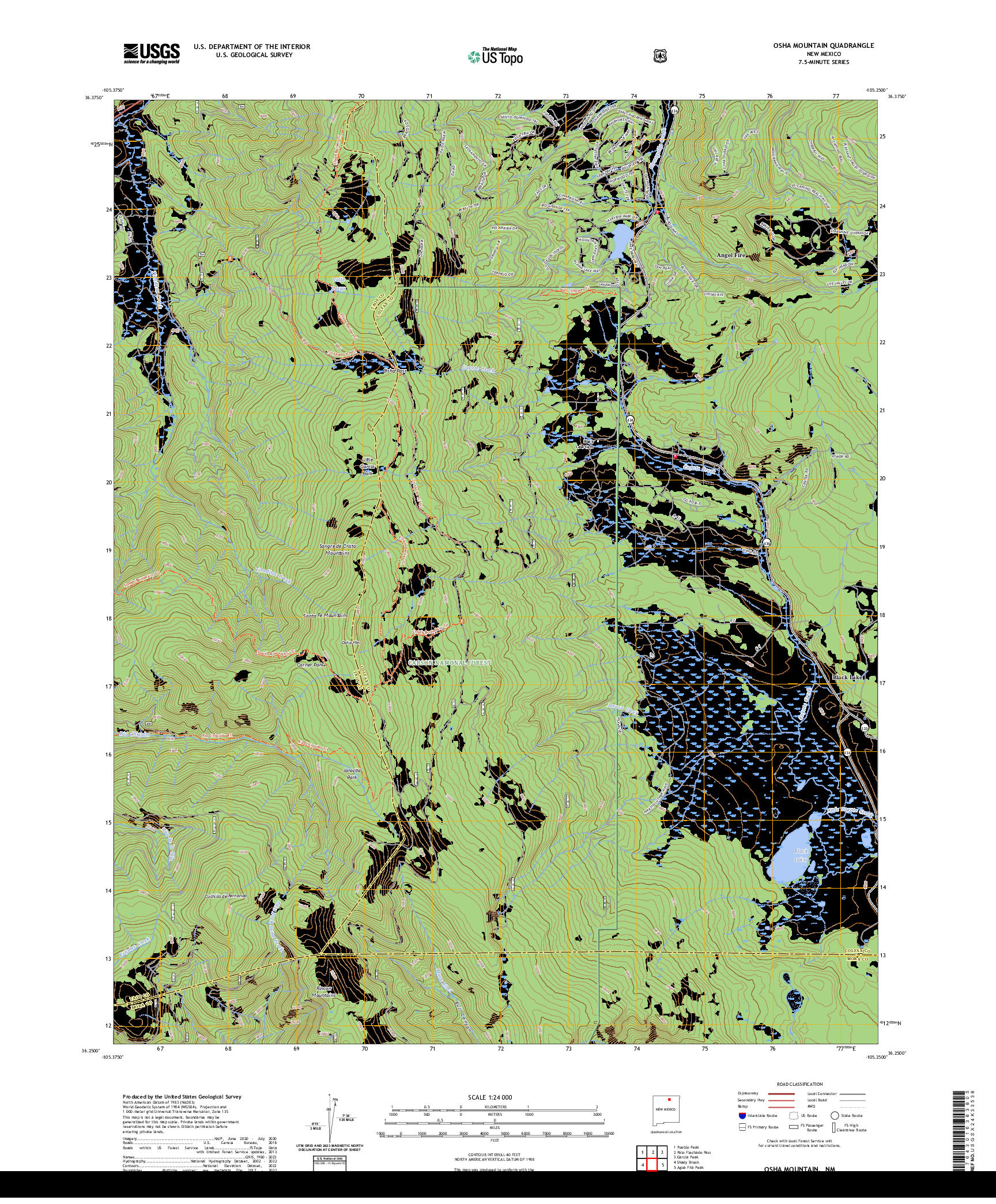 US TOPO 7.5-MINUTE MAP FOR OSHA MOUNTAIN, NM