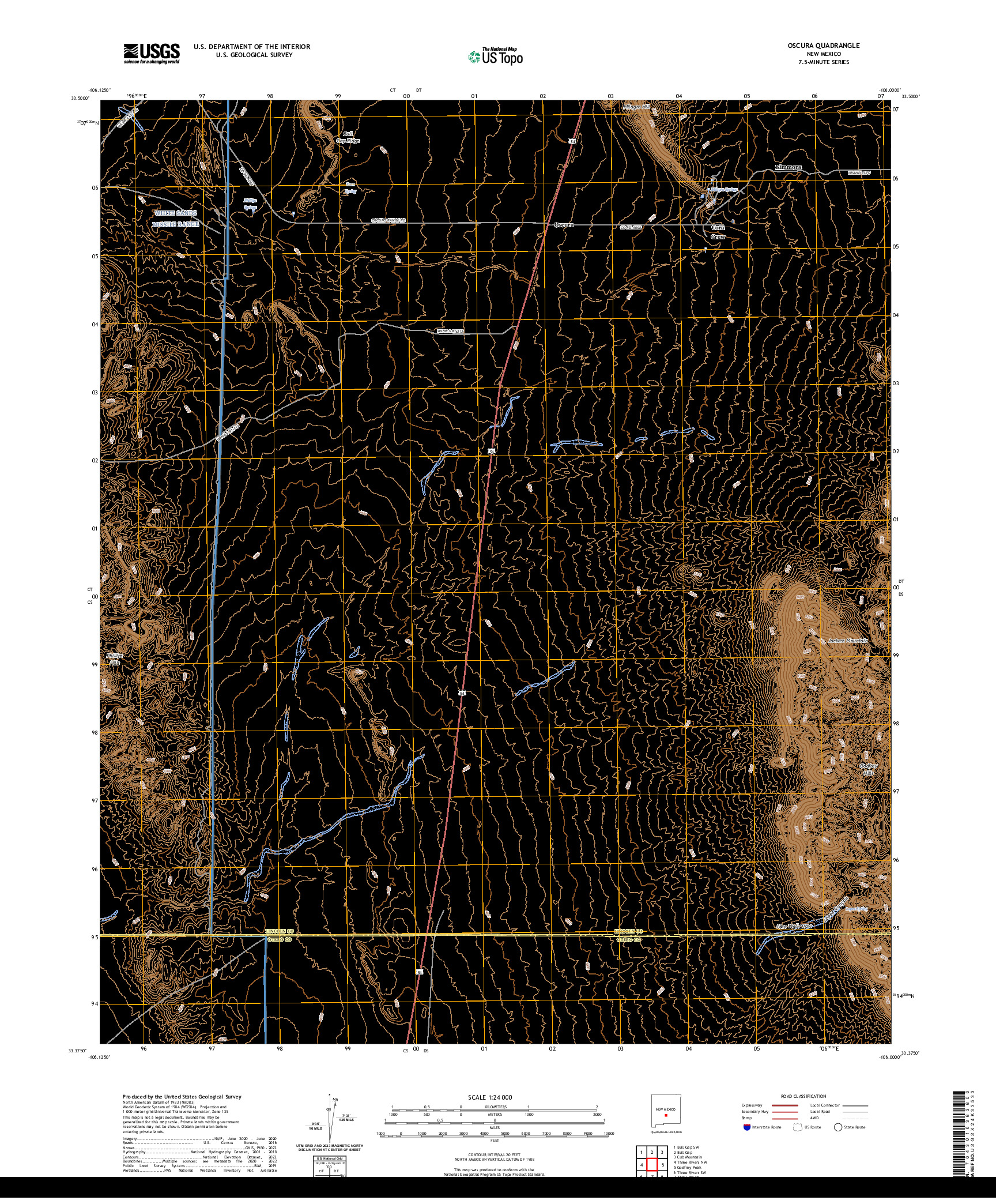 US TOPO 7.5-MINUTE MAP FOR OSCURA, NM