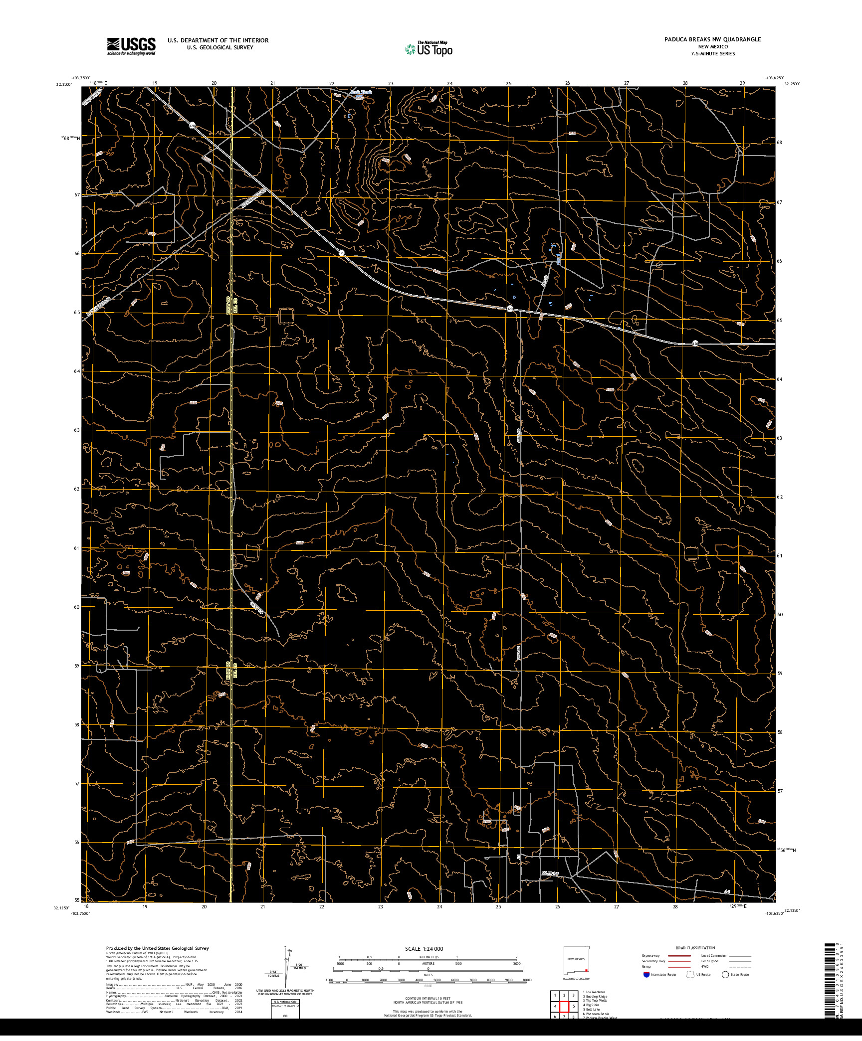 US TOPO 7.5-MINUTE MAP FOR PADUCA BREAKS NW, NM