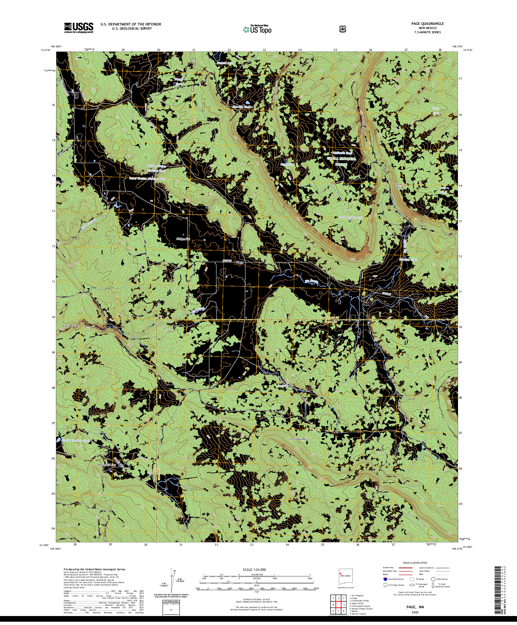 US TOPO 7.5-MINUTE MAP FOR PAGE, NM