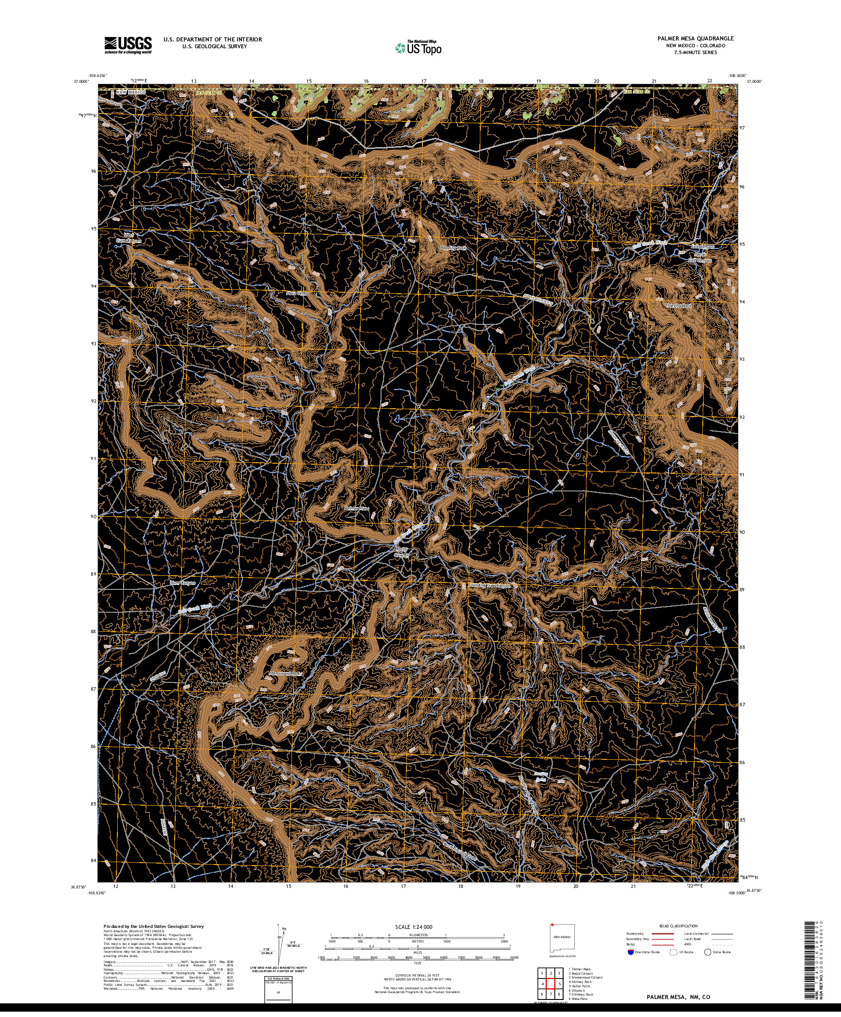 US TOPO 7.5-MINUTE MAP FOR PALMER MESA, NM,CO