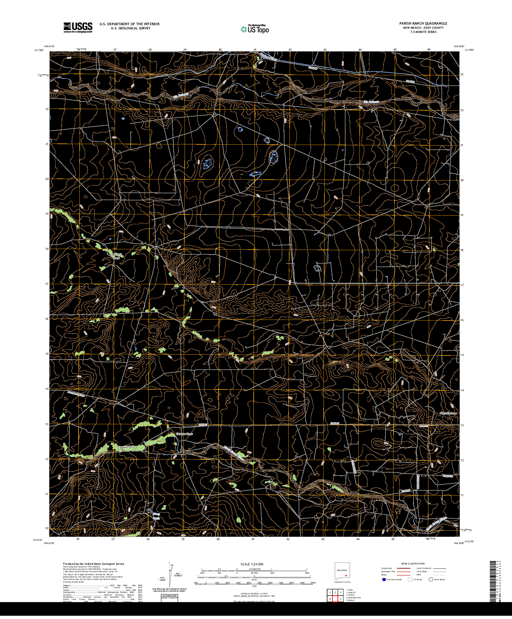 US TOPO 7.5-MINUTE MAP FOR PARISH RANCH, NM