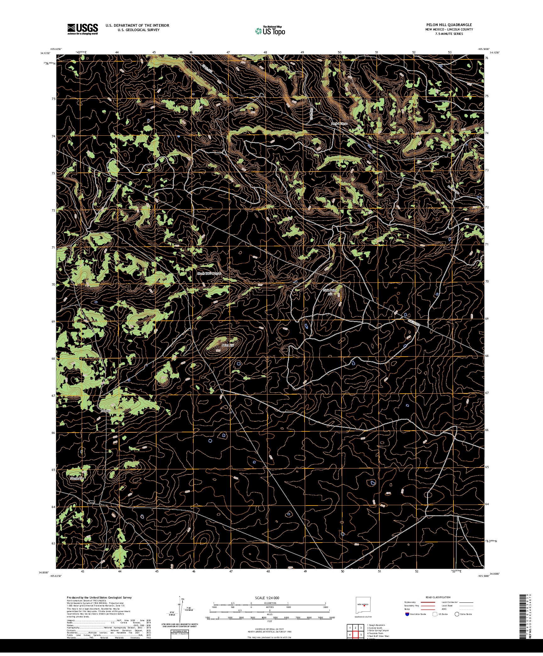 US TOPO 7.5-MINUTE MAP FOR PELON HILL, NM