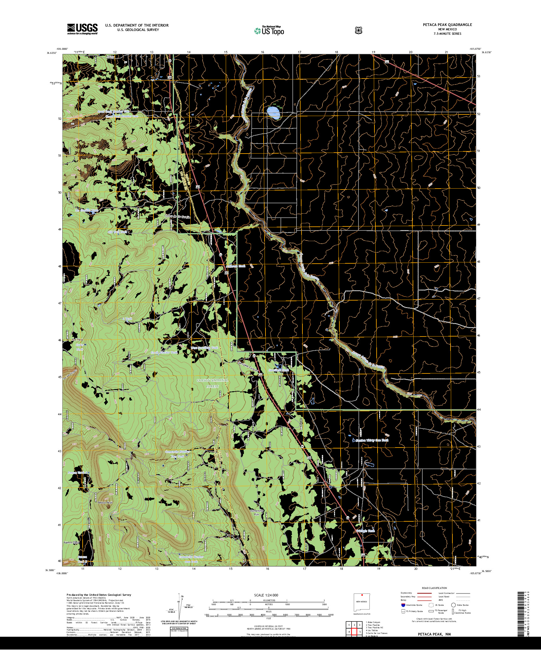 US TOPO 7.5-MINUTE MAP FOR PETACA PEAK, NM