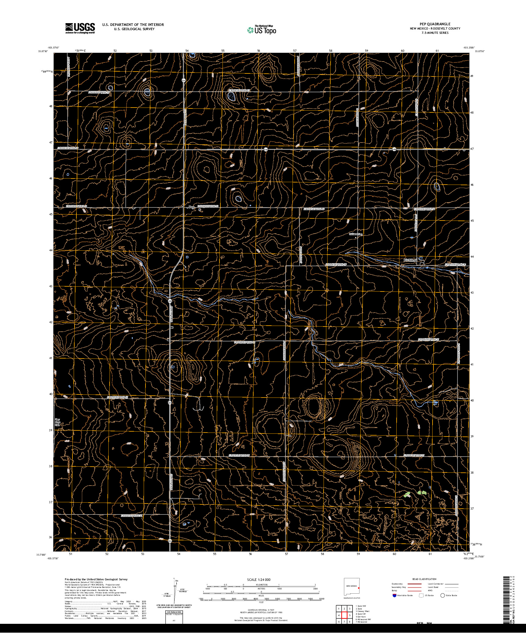 US TOPO 7.5-MINUTE MAP FOR PEP, NM