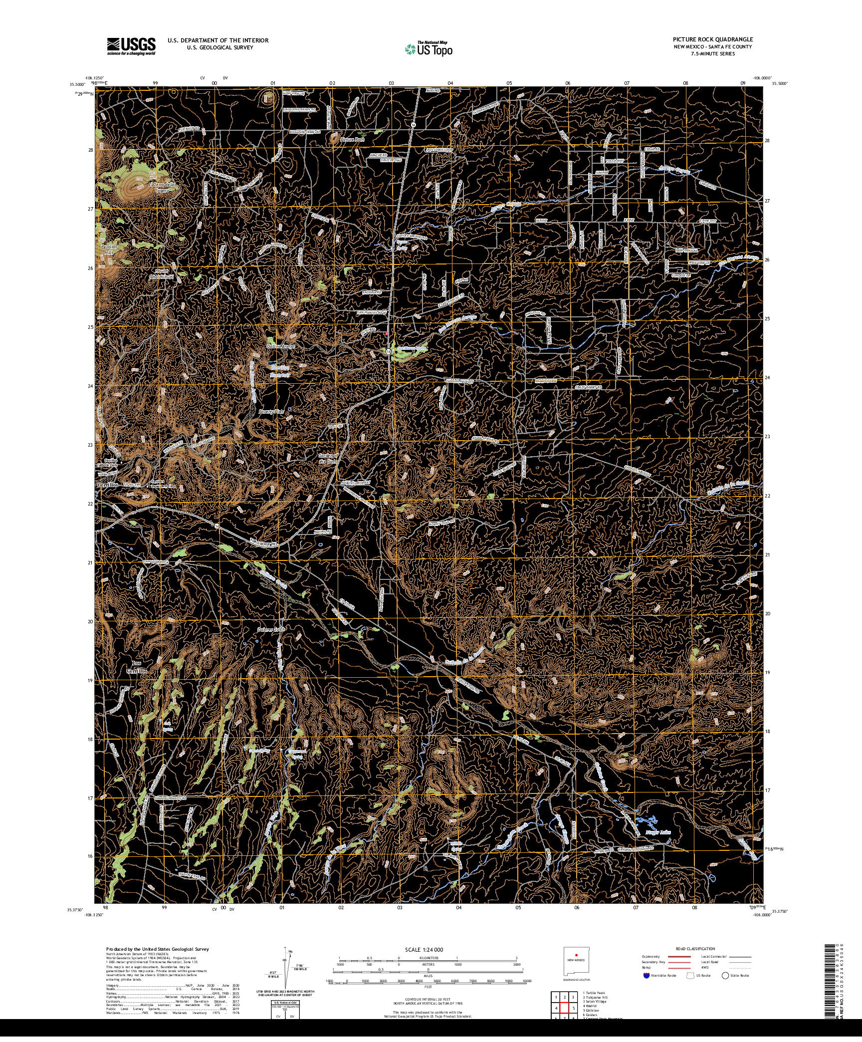 US TOPO 7.5-MINUTE MAP FOR PICTURE ROCK, NM