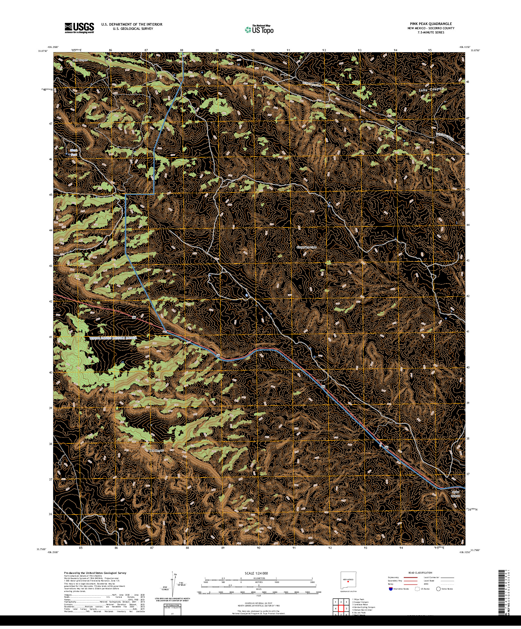 US TOPO 7.5-MINUTE MAP FOR PINK PEAK, NM