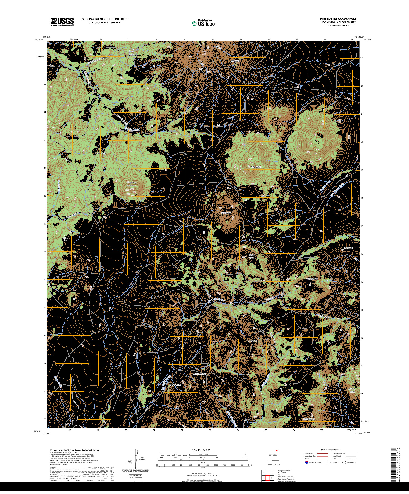 US TOPO 7.5-MINUTE MAP FOR PINE BUTTES, NM