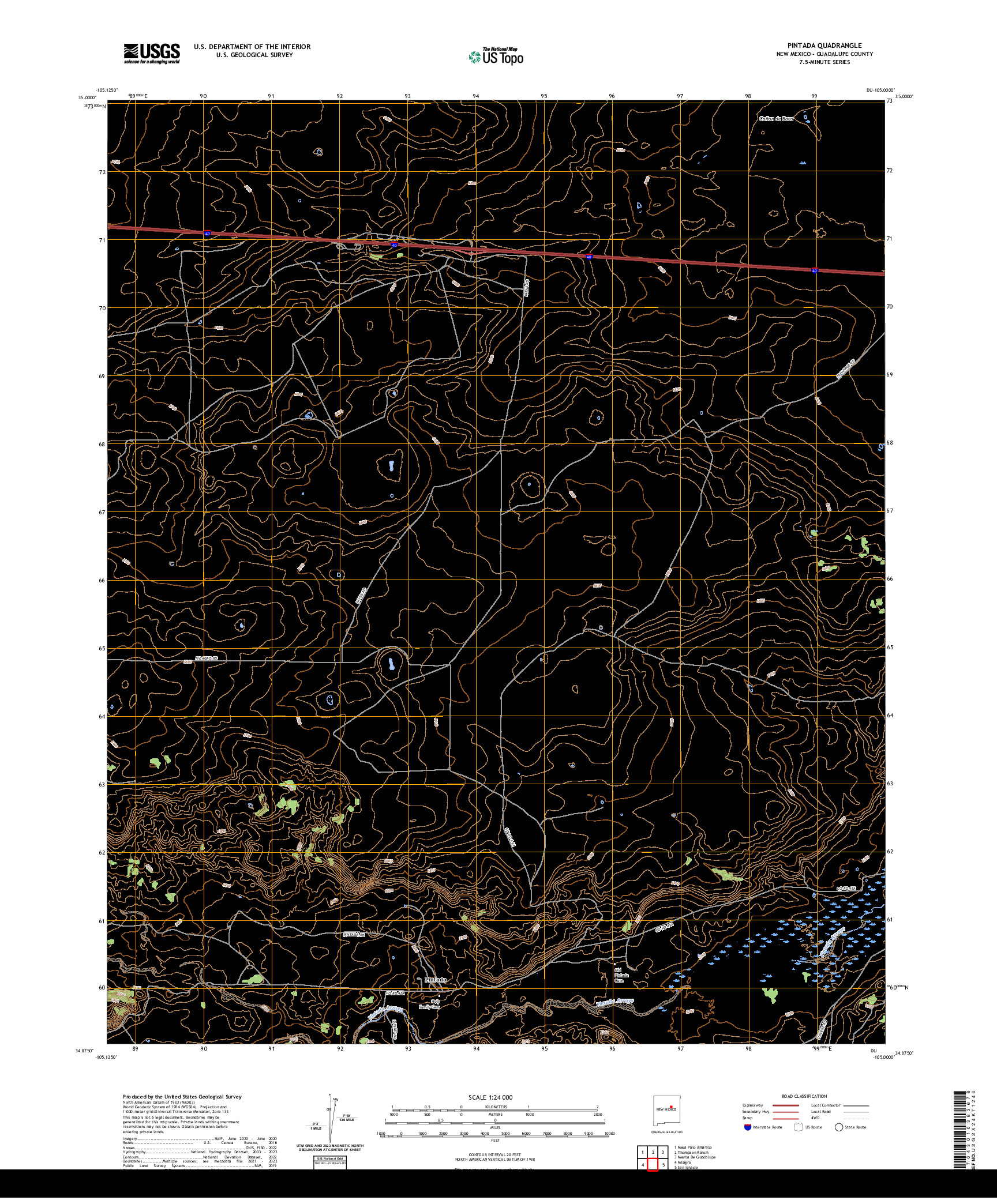 US TOPO 7.5-MINUTE MAP FOR PINTADA, NM