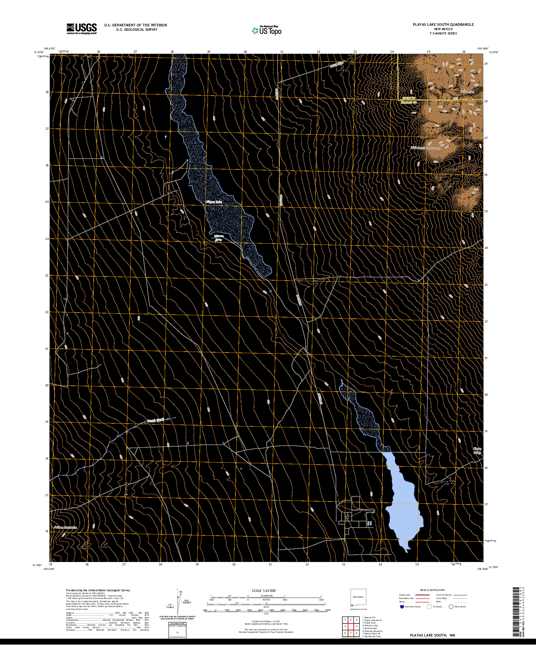 US TOPO 7.5-MINUTE MAP FOR PLAYAS LAKE SOUTH, NM